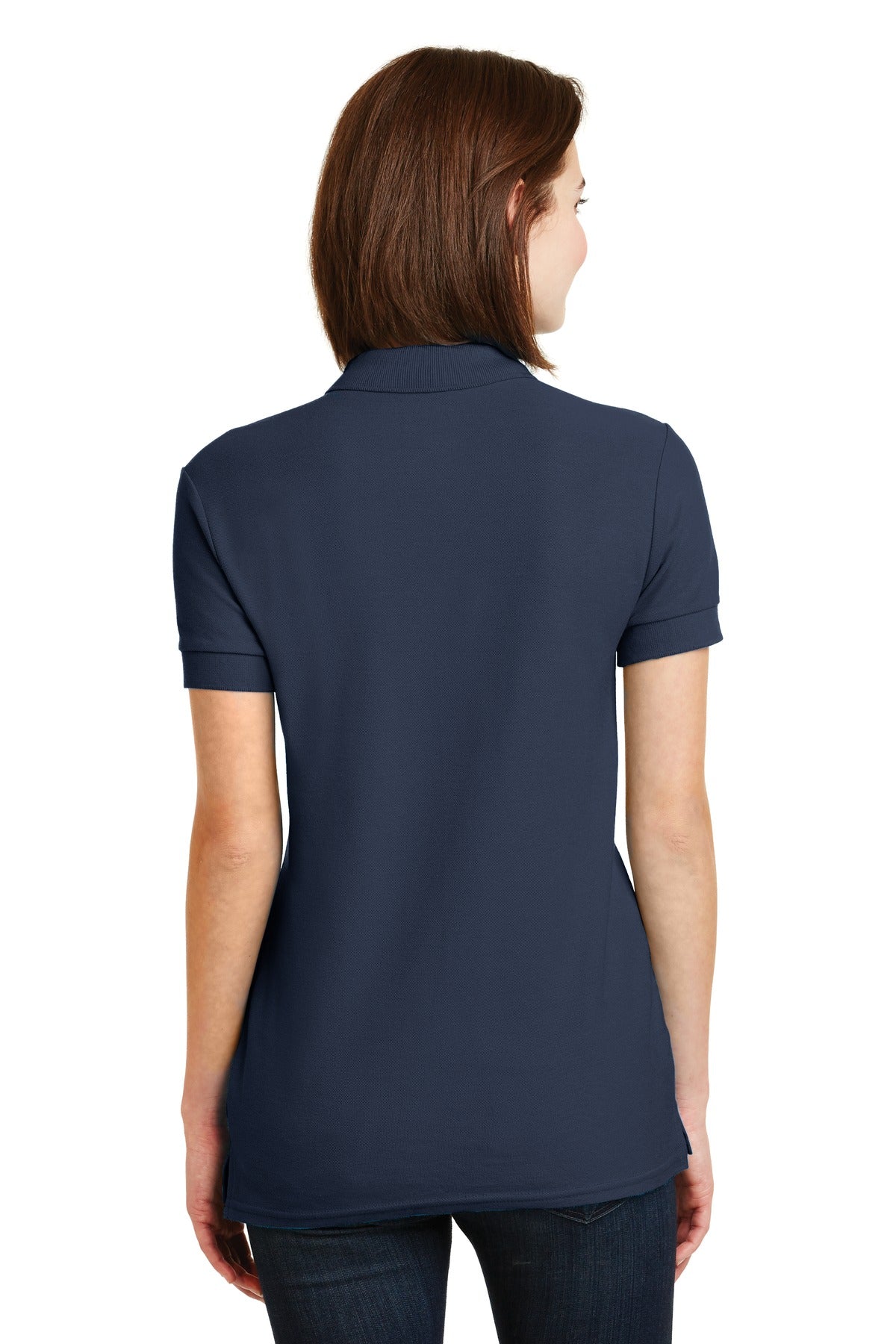 DISCONTINUED Gildan Ladies 6.6-Ounce 100% Double Pique Cotton Sport Shirt     82800L - Navy - back
