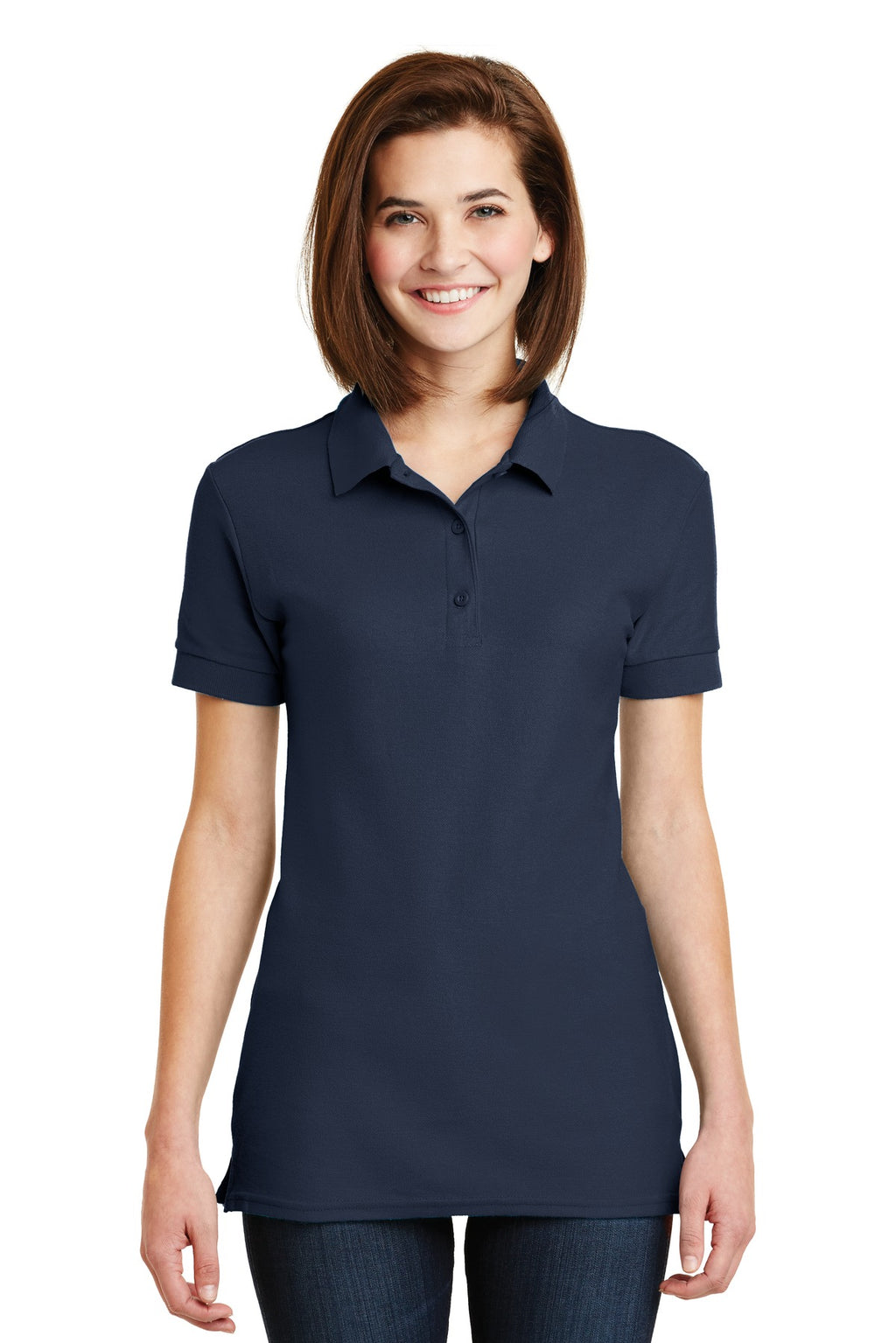 DISCONTINUED Gildan Ladies 6.6-Ounce 100% Double Pique Cotton Sport Shirt     82800L - Navy - front