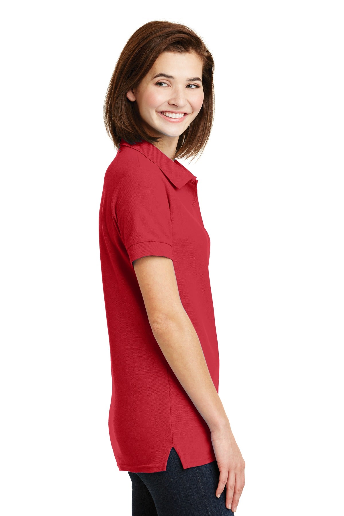 DISCONTINUED Gildan Ladies 6.6-Ounce 100% Double Pique Cotton Sport Shirt     82800L - Red - side