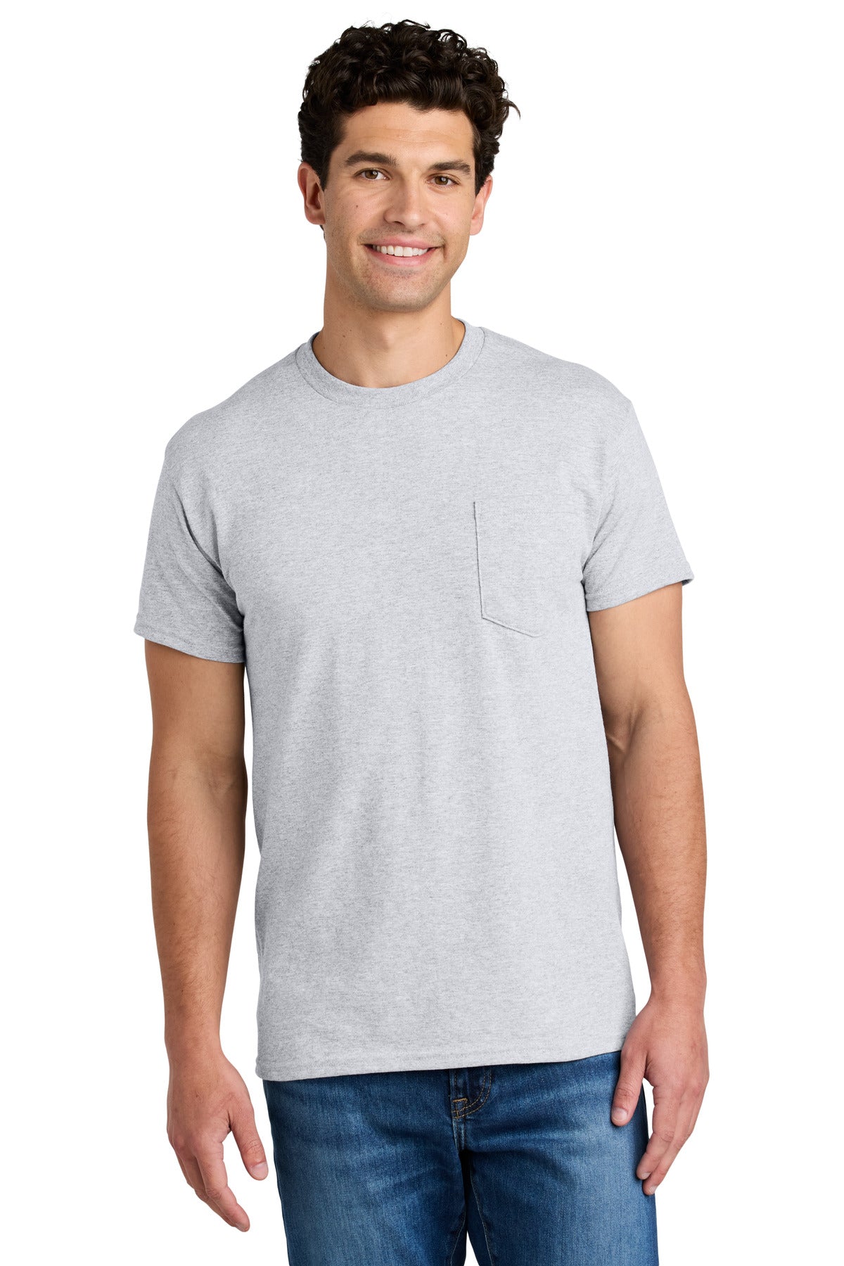Gildan - DryBlend 50 Cotton/50 Poly Pocket T-Shirt. 8300 - Ash Grey - front