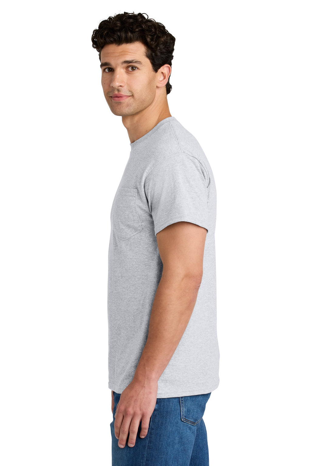 Gildan - DryBlend 50 Cotton/50 Poly Pocket T-Shirt. 8300 - Ash Grey - side