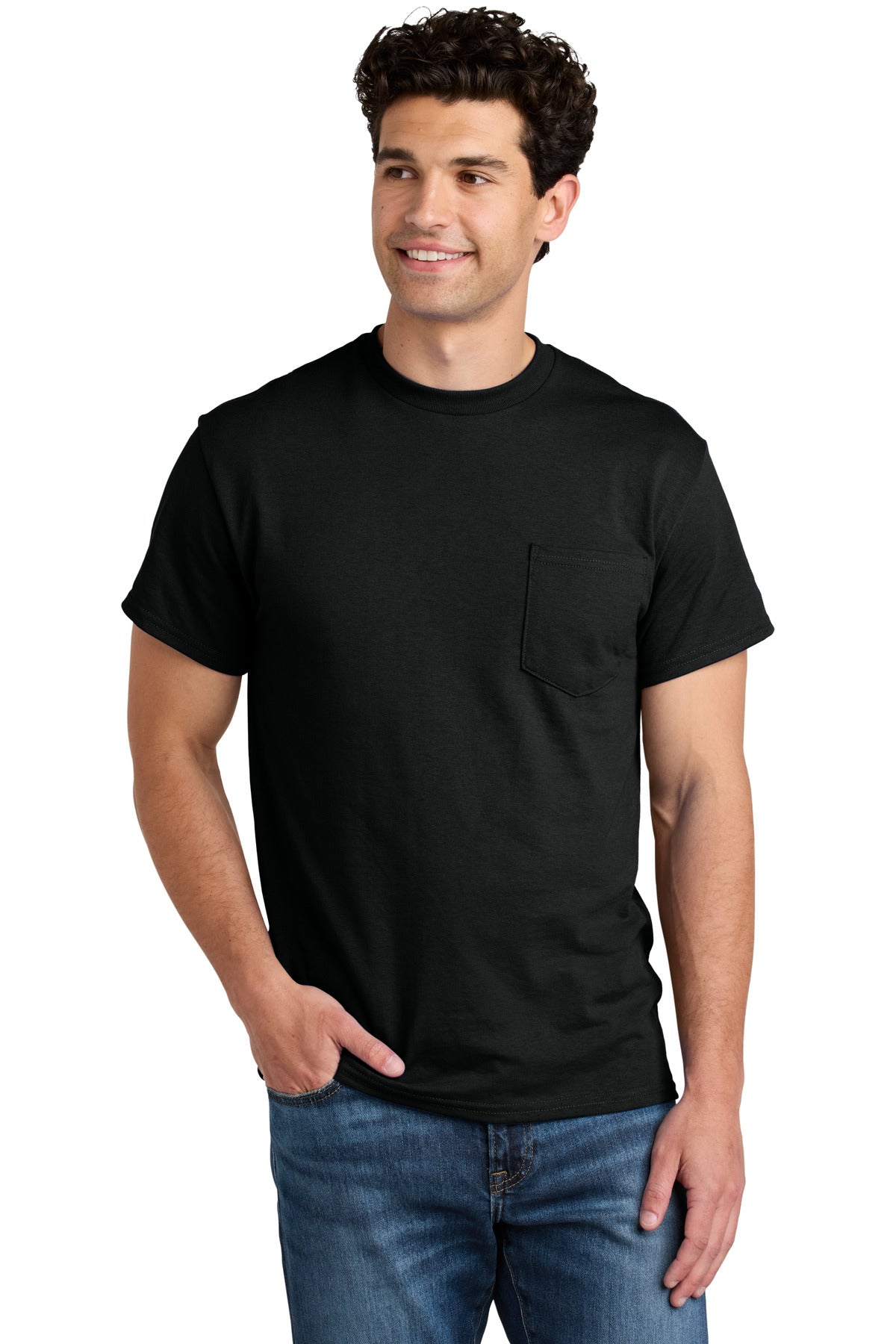 Gildan - DryBlend 50 Cotton/50 Poly Pocket T-Shirt. 8300 - Black - front