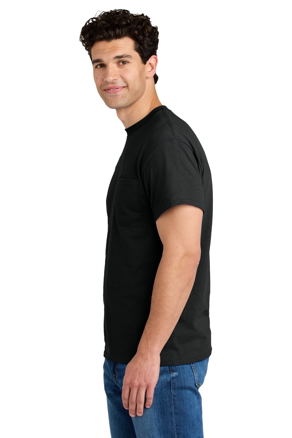 Gildan - DryBlend 50 Cotton/50 Poly Pocket T-Shirt. 8300 - Black - side