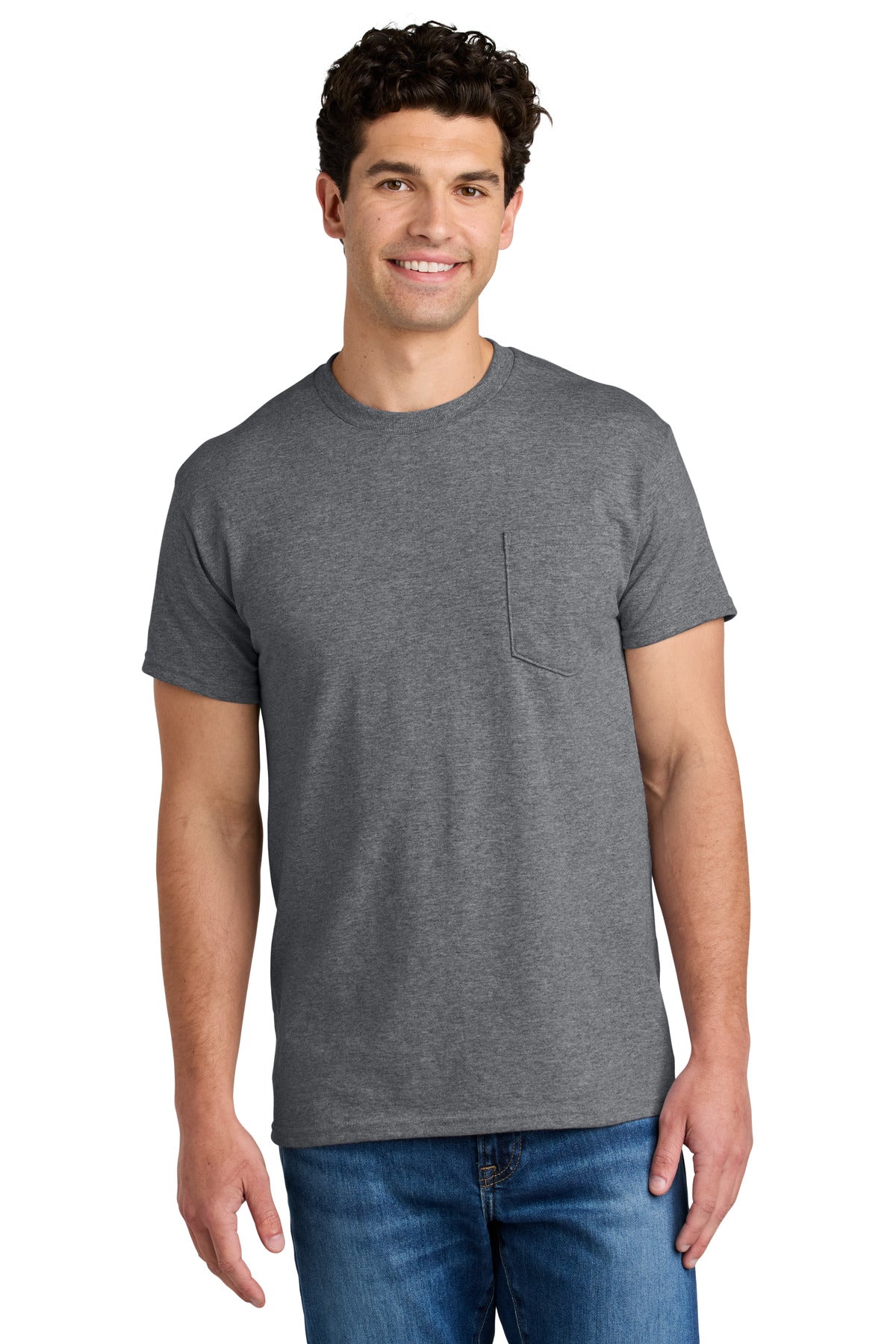 Gildan - DryBlend 50 Cotton/50 Poly Pocket T-Shirt. 8300 - Graphite Heather - front