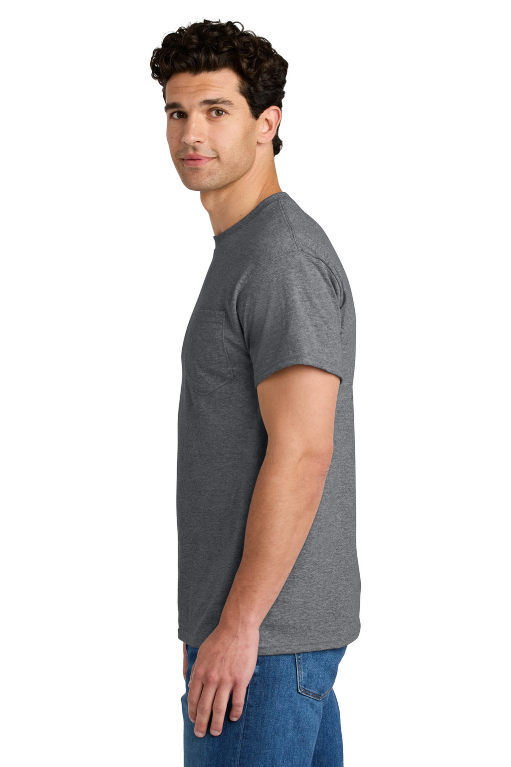 Gildan - DryBlend 50 Cotton/50 Poly Pocket T-Shirt. 8300 - Graphite Heather - side