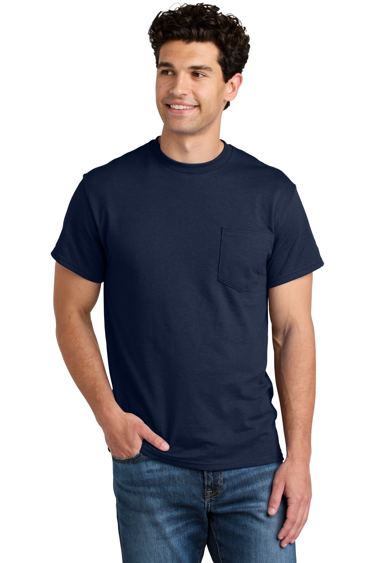 Gildan - DryBlend 50 Cotton/50 Poly Pocket T-Shirt. 8300 - Navy - front