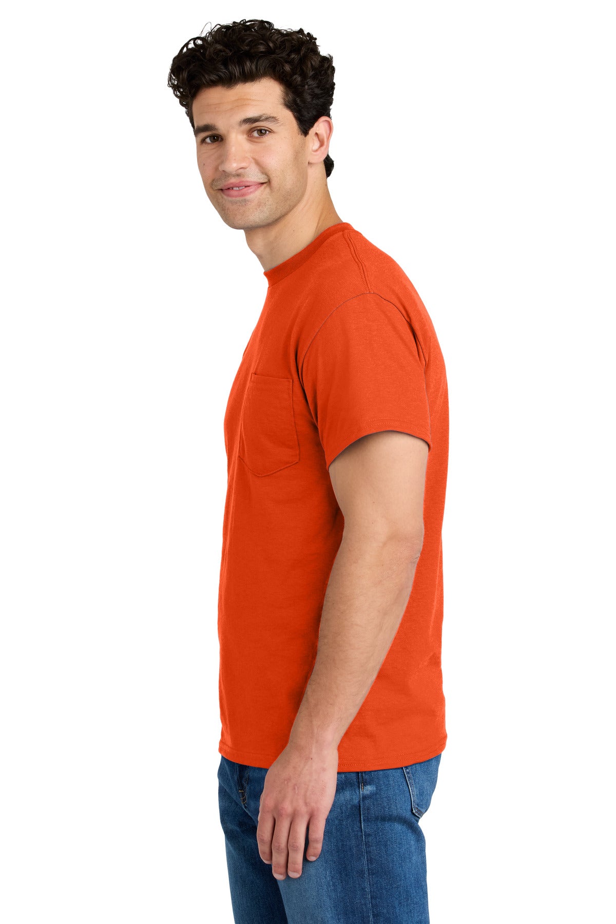 Gildan - DryBlend 50 Cotton/50 Poly Pocket T-Shirt. 8300 - Orange - side