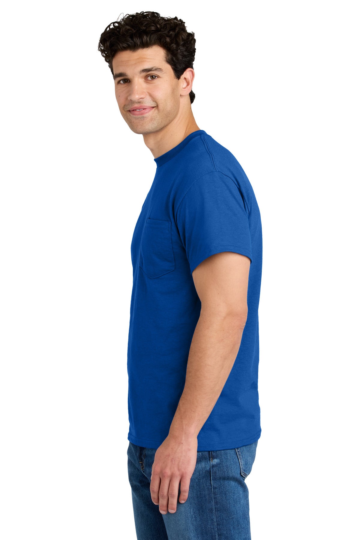 Gildan - DryBlend 50 Cotton/50 Poly Pocket T-Shirt. 8300 - Royal - side