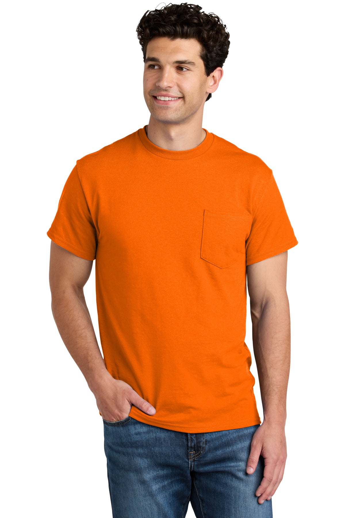 Gildan - DryBlend 50 Cotton/50 Poly Pocket T-Shirt. 8300 - S. Orange - front
