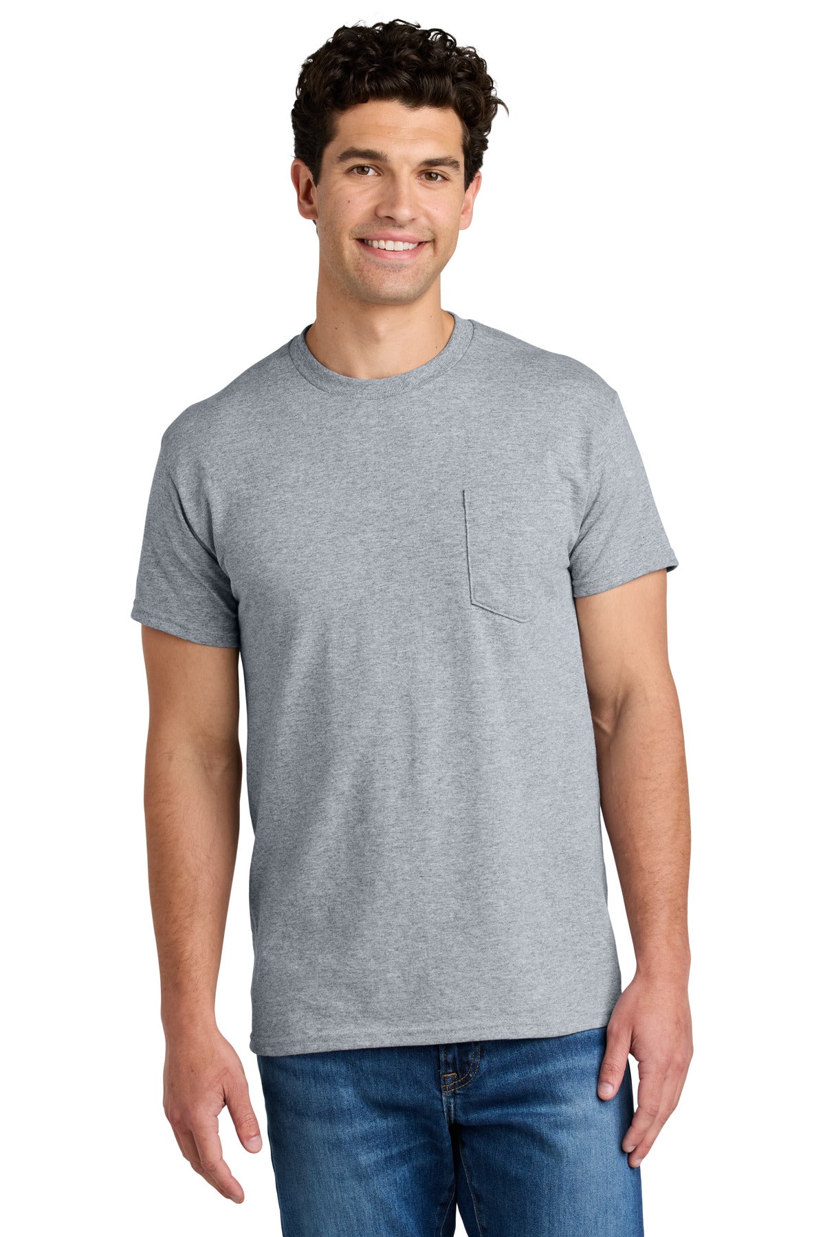 Gildan - DryBlend 50 Cotton/50 Poly Pocket T-Shirt. 8300 - Sport Grey - front