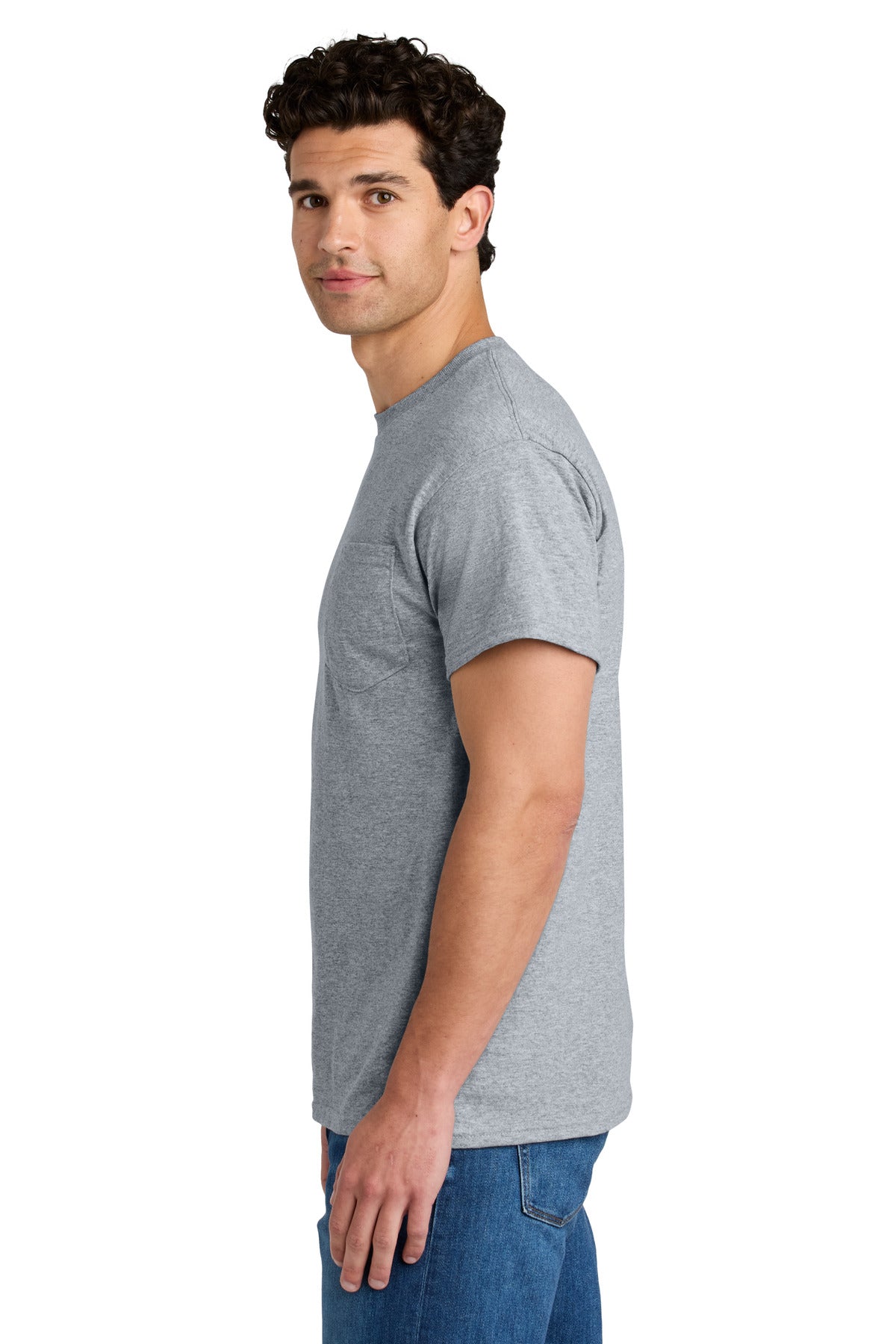 Gildan - DryBlend 50 Cotton/50 Poly Pocket T-Shirt. 8300 - Sport Grey - side