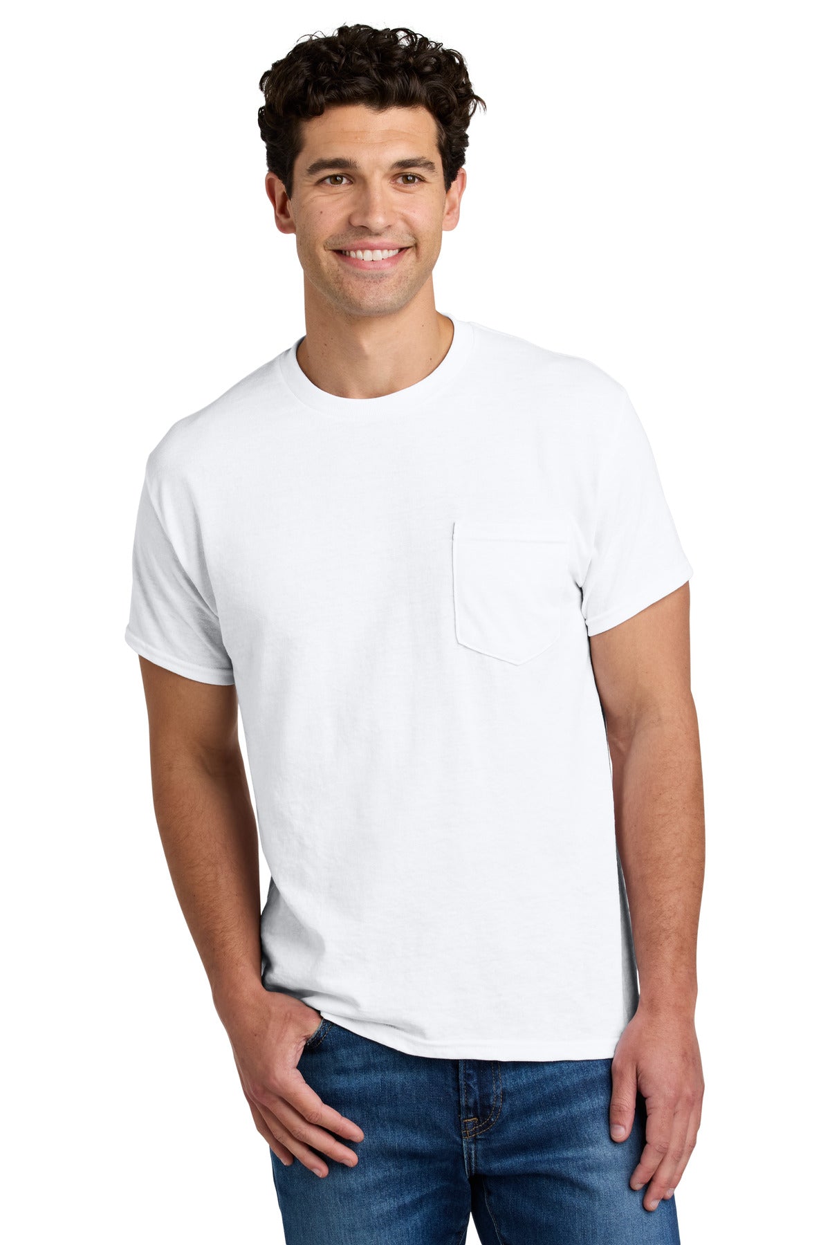Gildan - DryBlend 50 Cotton/50 Poly Pocket T-Shirt. 8300 - White - front