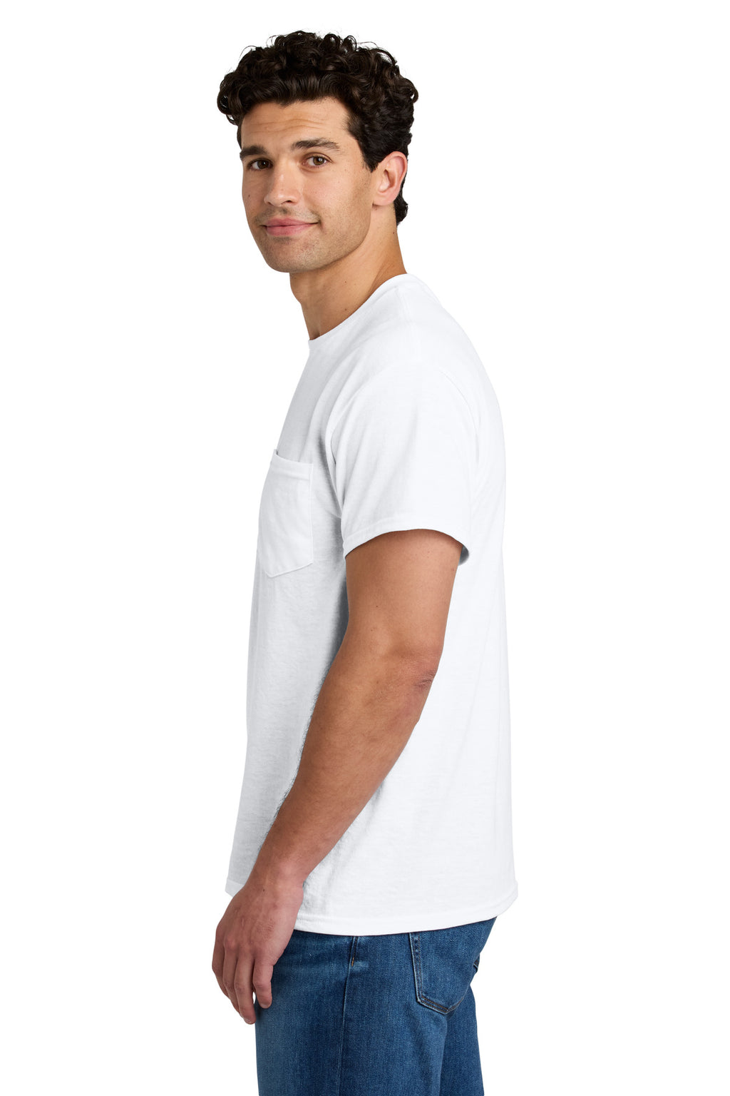 Gildan - DryBlend 50 Cotton/50 Poly Pocket T-Shirt. 8300 - White - side