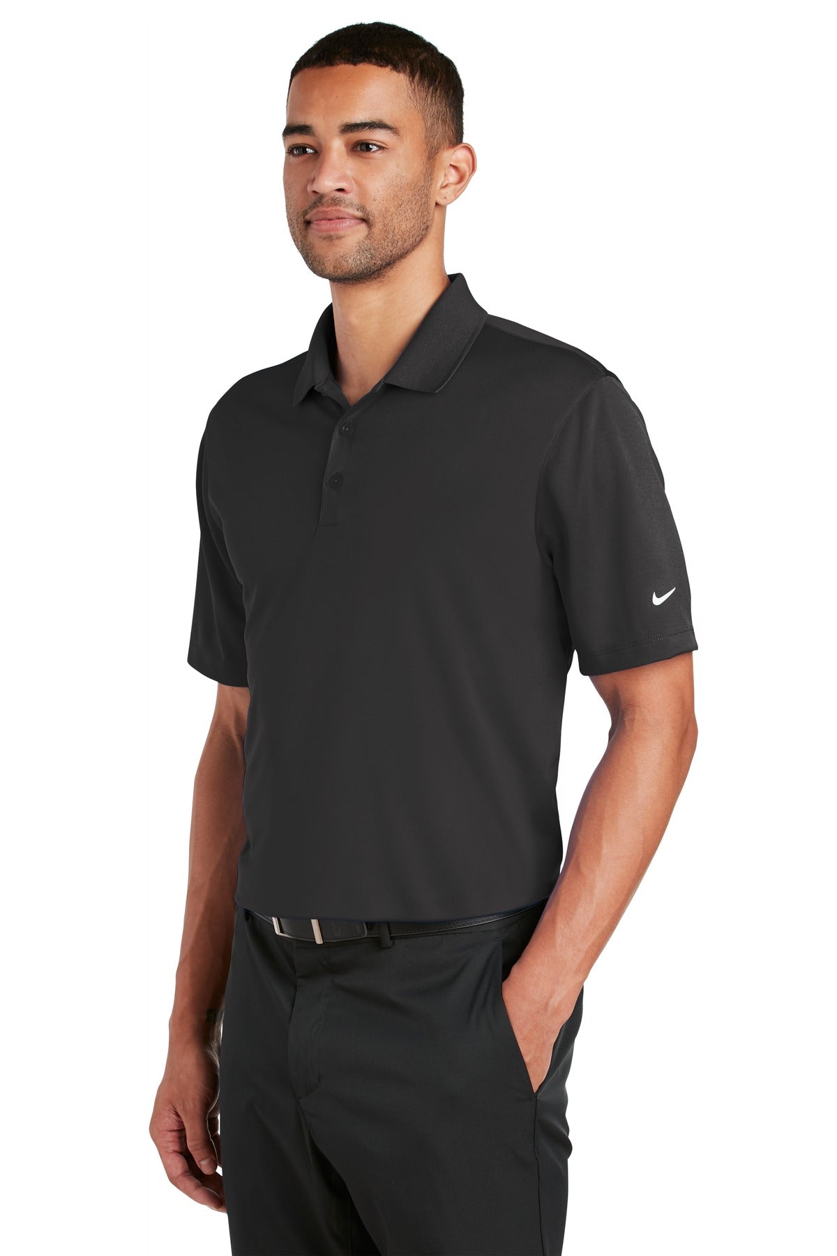 DISCONTINUED Nike Dri-FIT Classic Fit Players Polo with Flat Knit Collar. 838956 - Anthracite - three_q
