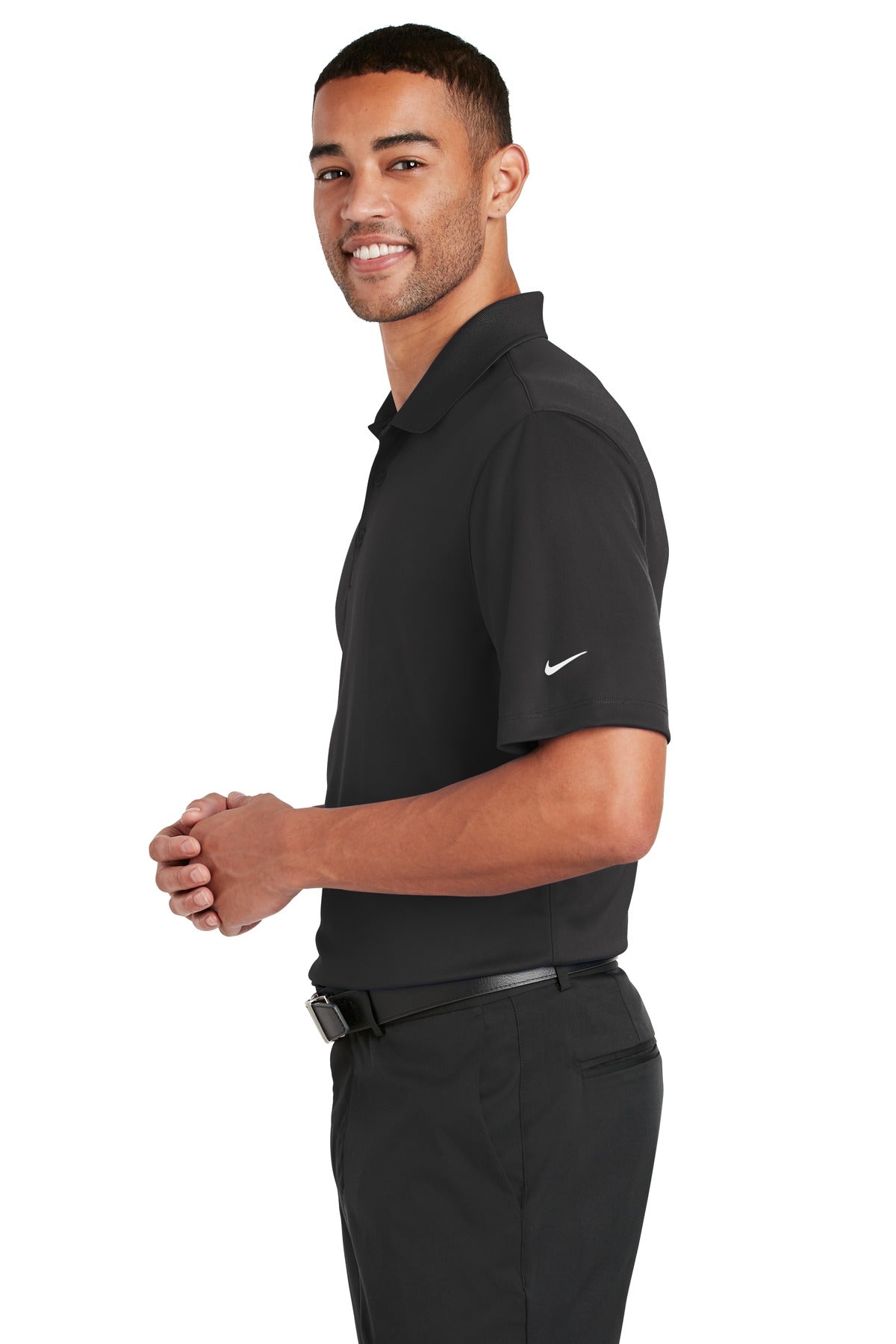 DISCONTINUED Nike Dri-FIT Classic Fit Players Polo with Flat Knit Collar. 838956 - Anthracite - side