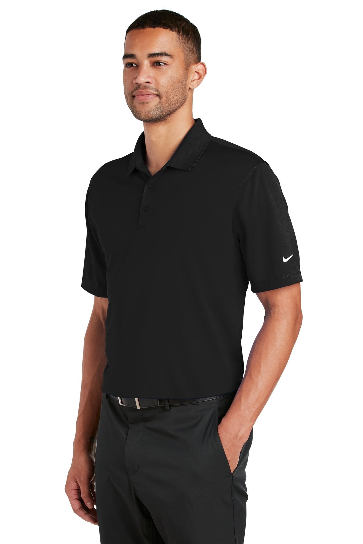 DISCONTINUED Nike Dri-FIT Classic Fit Players Polo with Flat Knit Collar. 838956 - Black - three_q