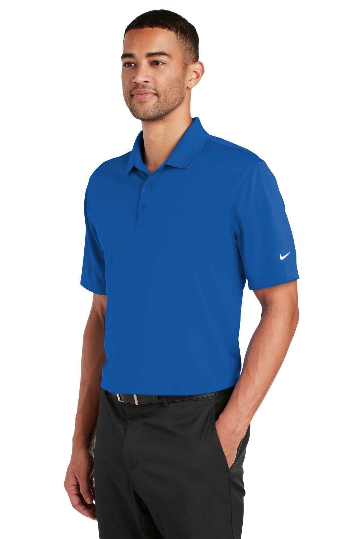 DISCONTINUED Nike Dri-FIT Classic Fit Players Polo with Flat Knit Collar. 838956 - Gym Blue - three_q