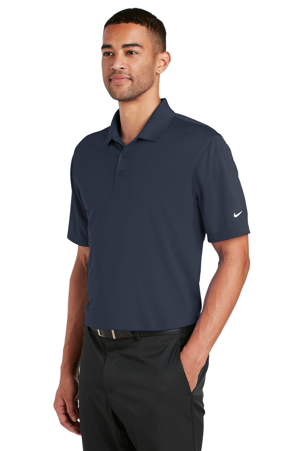 DISCONTINUED Nike Dri-FIT Classic Fit Players Polo with Flat Knit Collar. 838956 - Navy - three_q