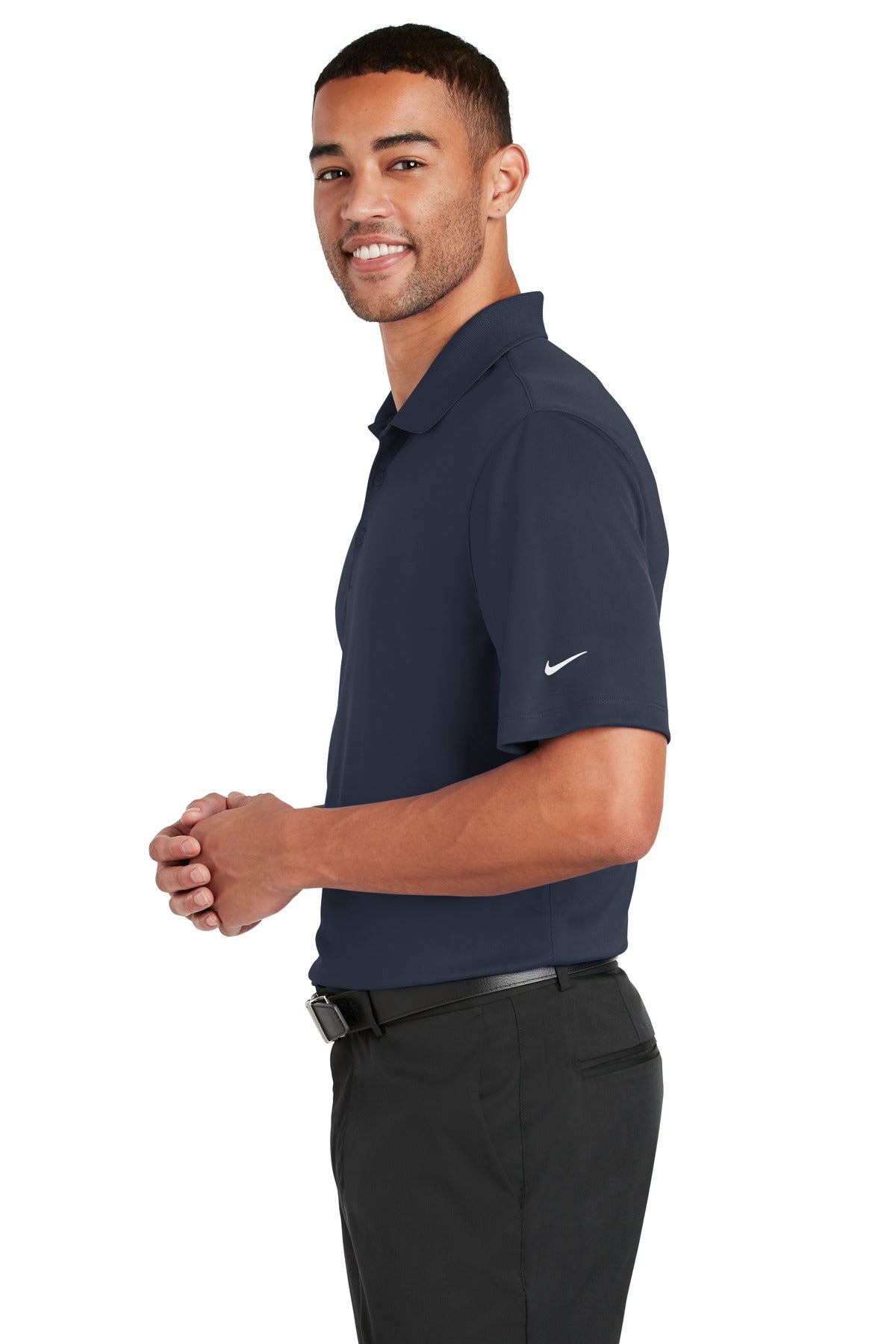 DISCONTINUED Nike Dri-FIT Classic Fit Players Polo with Flat Knit Collar. 838956 - Navy - side