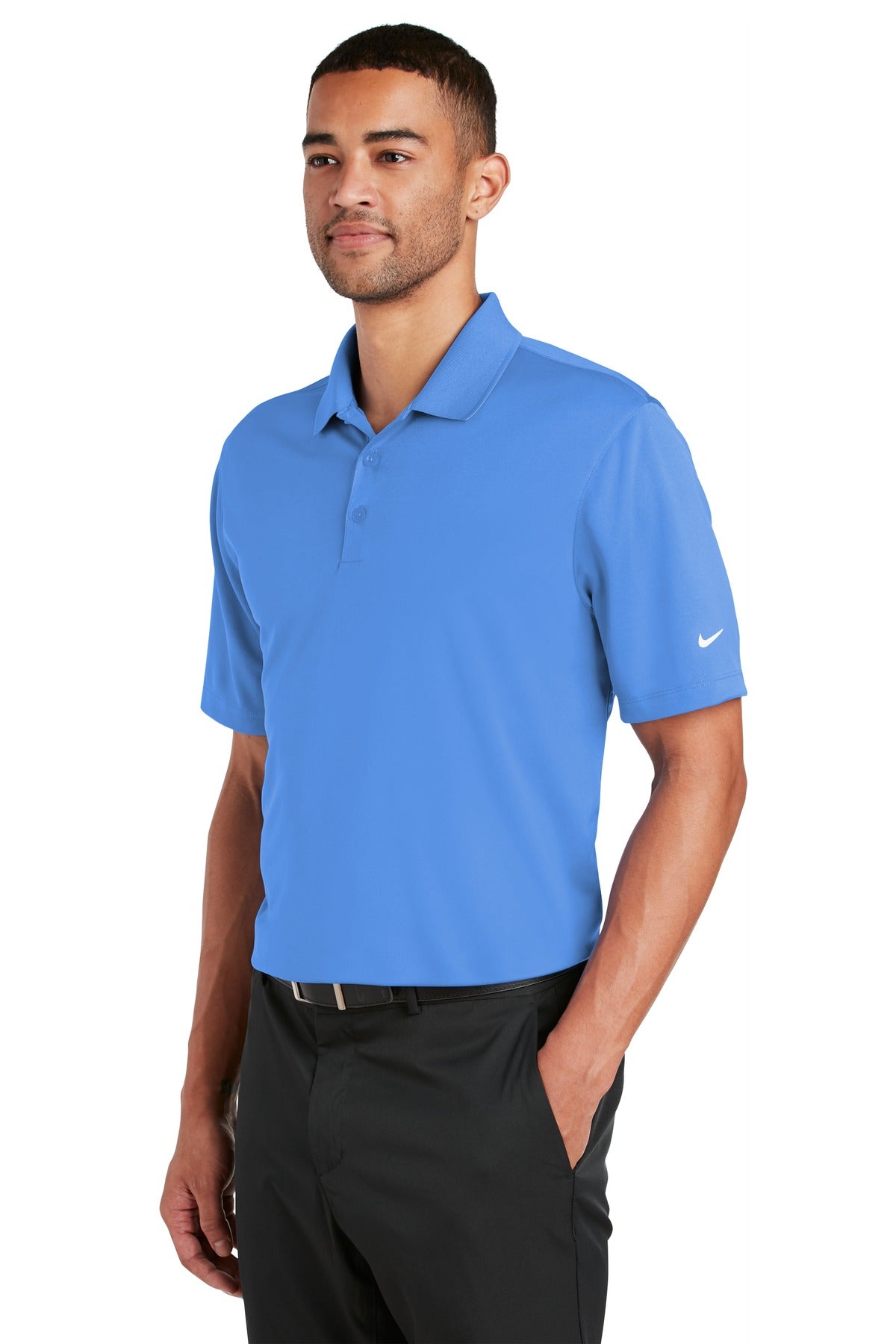 DISCONTINUED Nike Dri-FIT Classic Fit Players Polo with Flat Knit Collar. 838956 - Pacific Blue - three_q