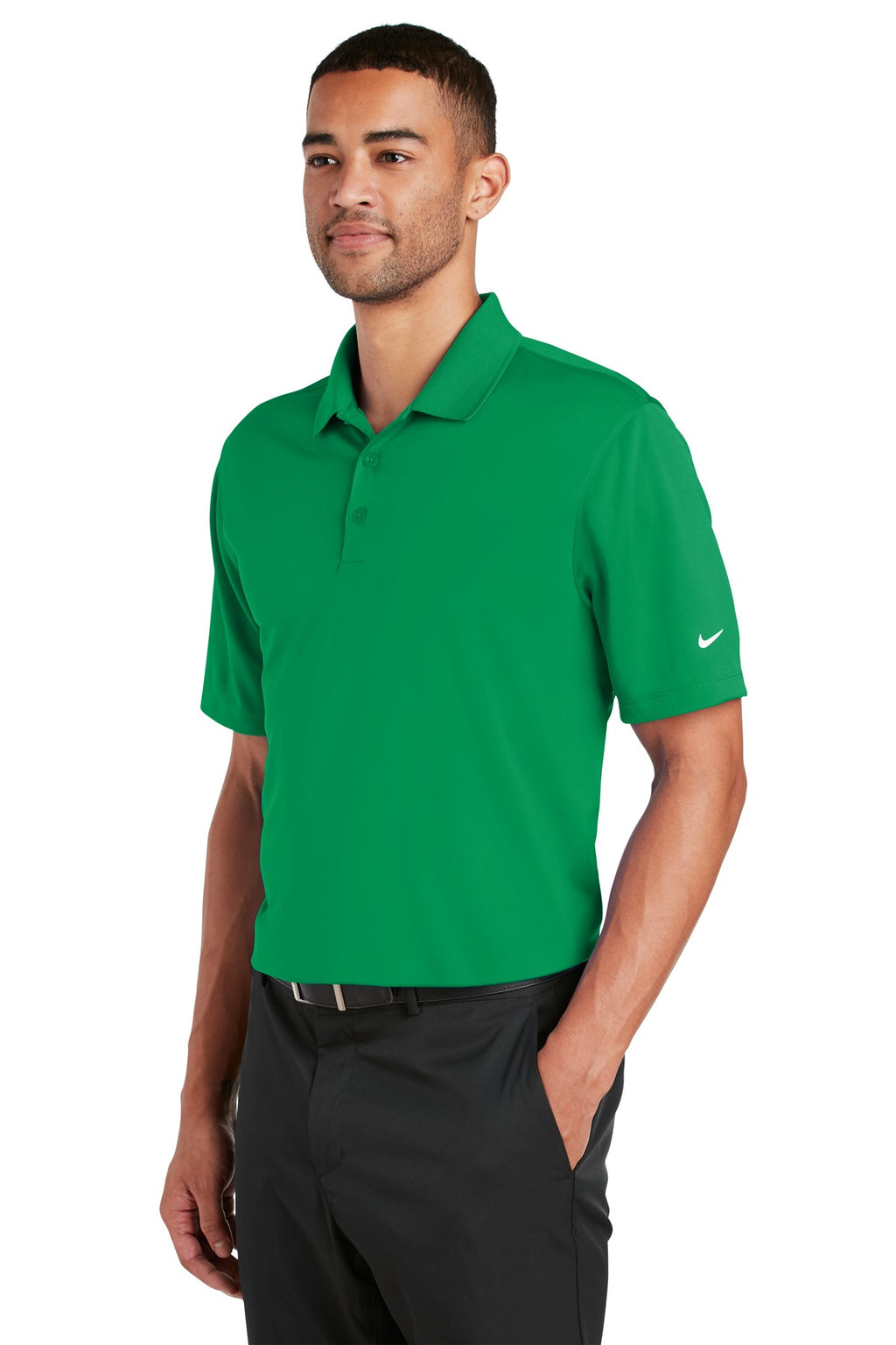 DISCONTINUED Nike Dri-FIT Classic Fit Players Polo with Flat Knit Collar. 838956 - Pine Green - three_q