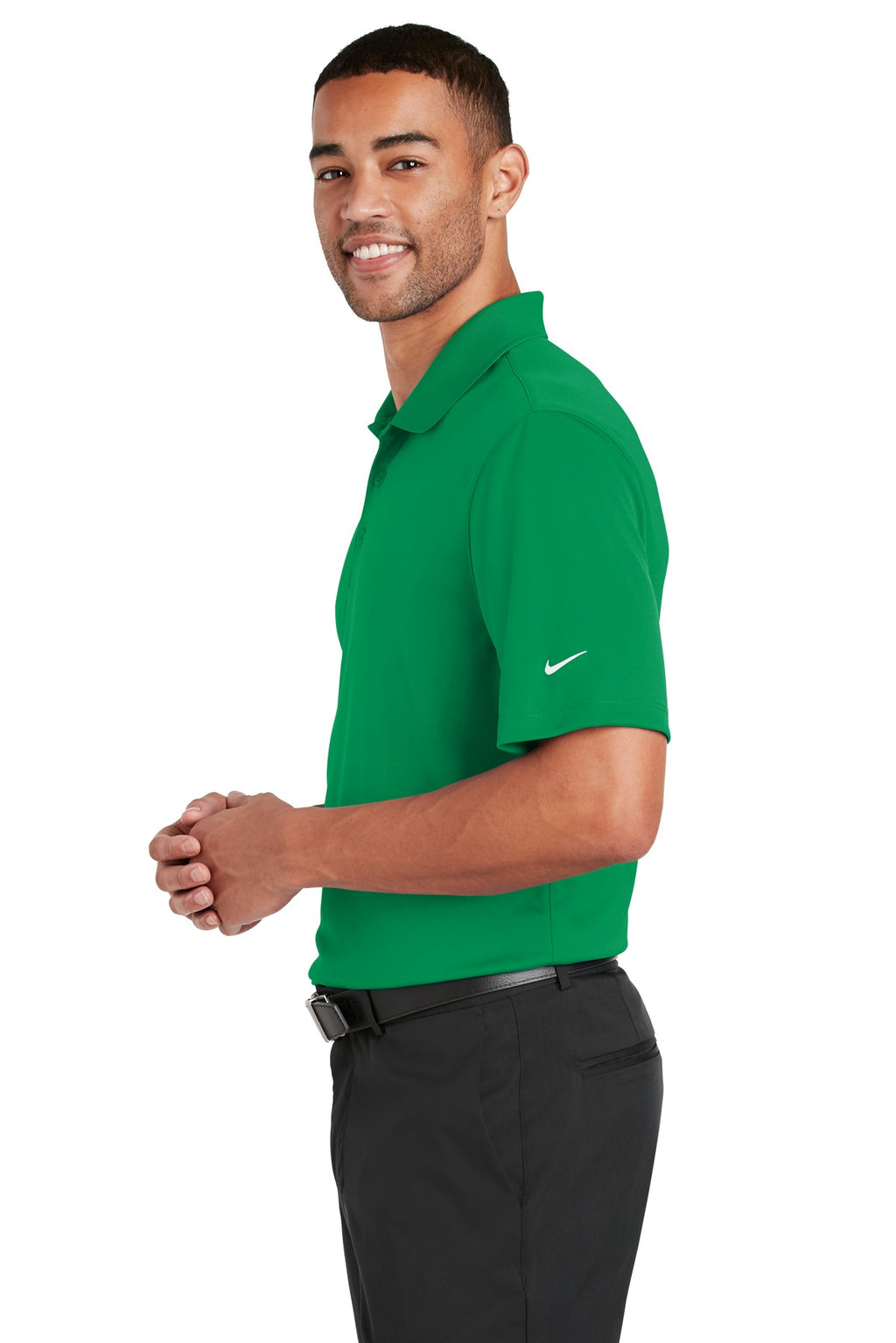 DISCONTINUED Nike Dri-FIT Classic Fit Players Polo with Flat Knit Collar. 838956 - Pine Green - side