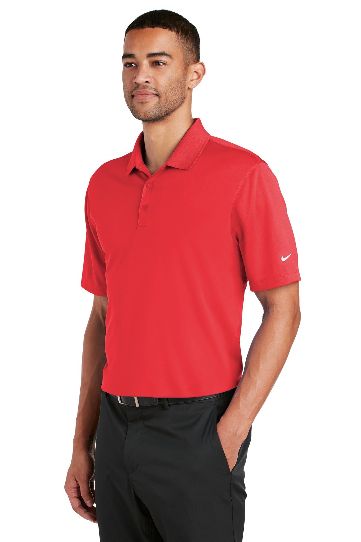 DISCONTINUED Nike Dri-FIT Classic Fit Players Polo with Flat Knit Collar. 838956 - University Red - three_q