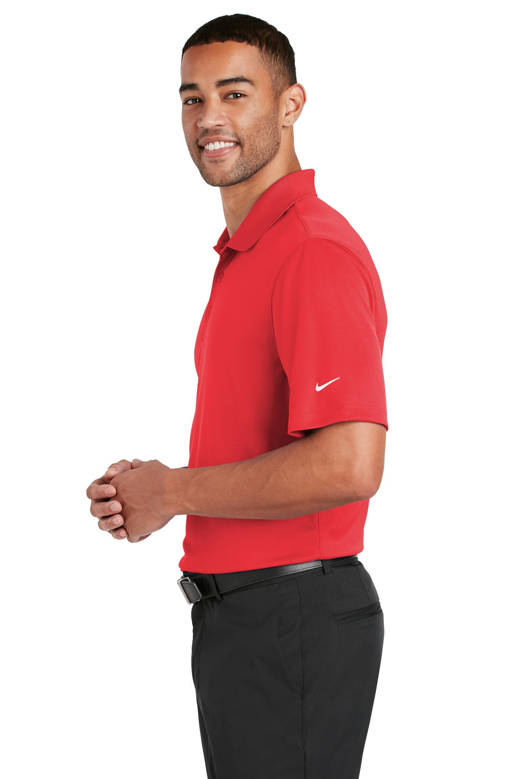 DISCONTINUED Nike Dri-FIT Classic Fit Players Polo with Flat Knit Collar. 838956 - University Red - side