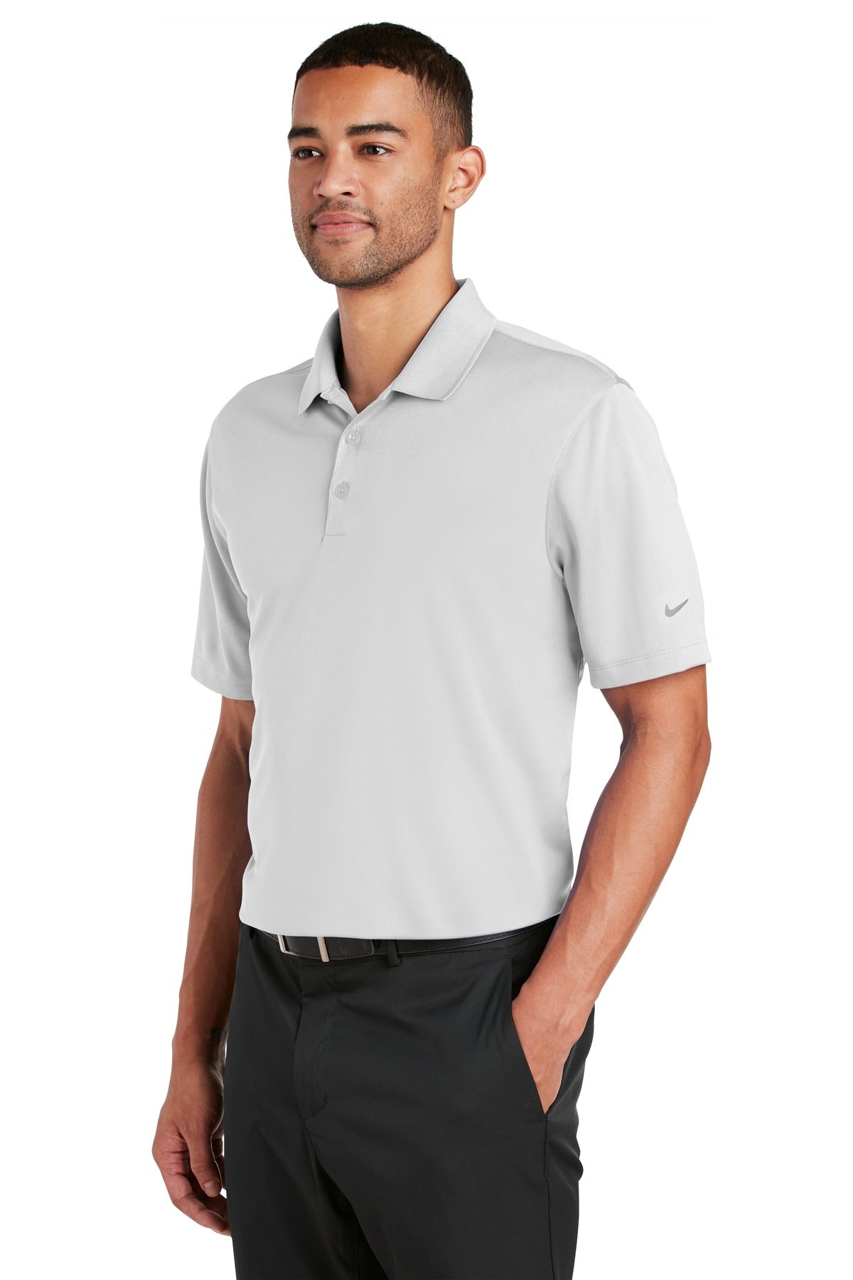 DISCONTINUED Nike Dri-FIT Classic Fit Players Polo with Flat Knit Collar. 838956 - White - three_q