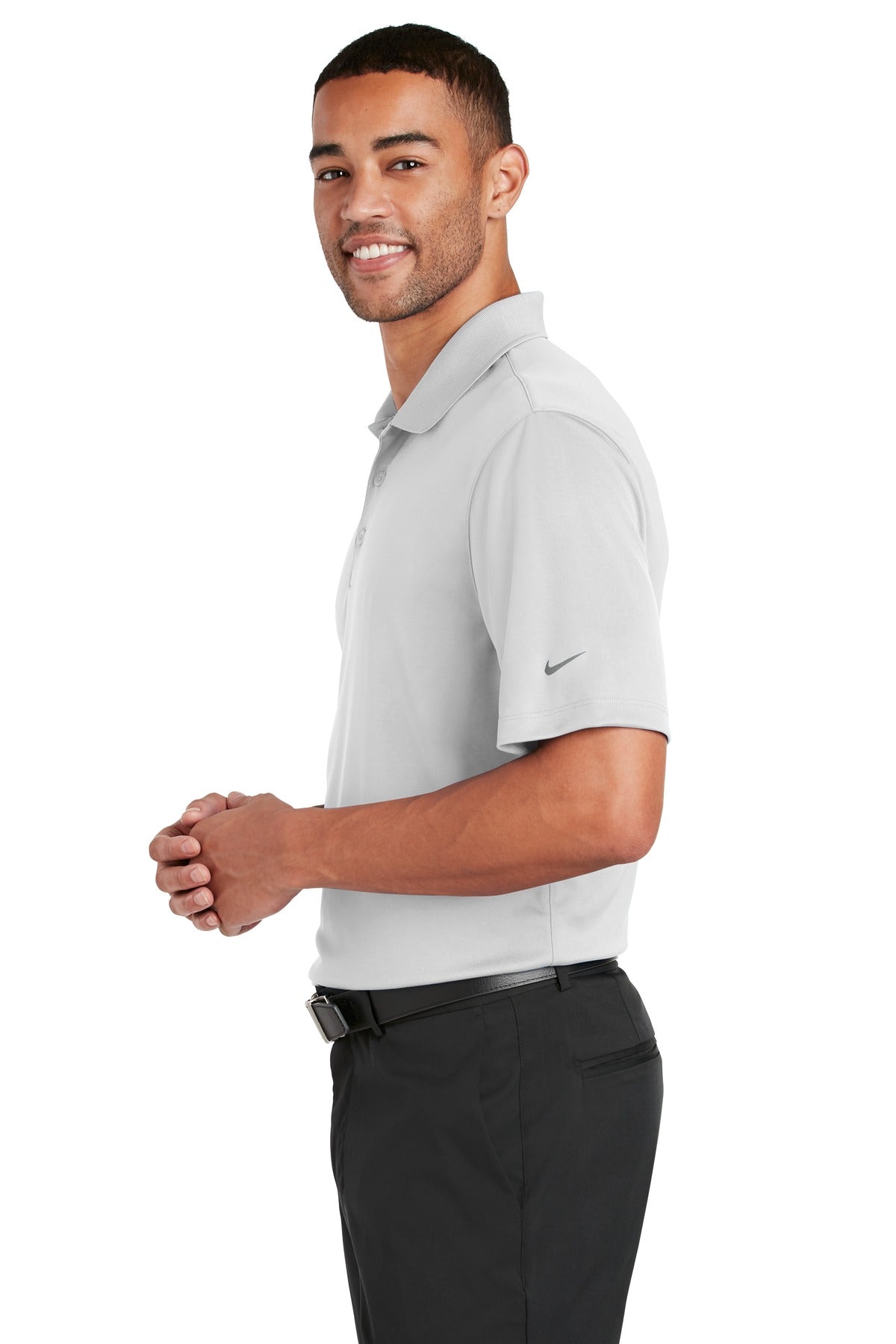 DISCONTINUED Nike Dri-FIT Classic Fit Players Polo with Flat Knit Collar. 838956 - White - side