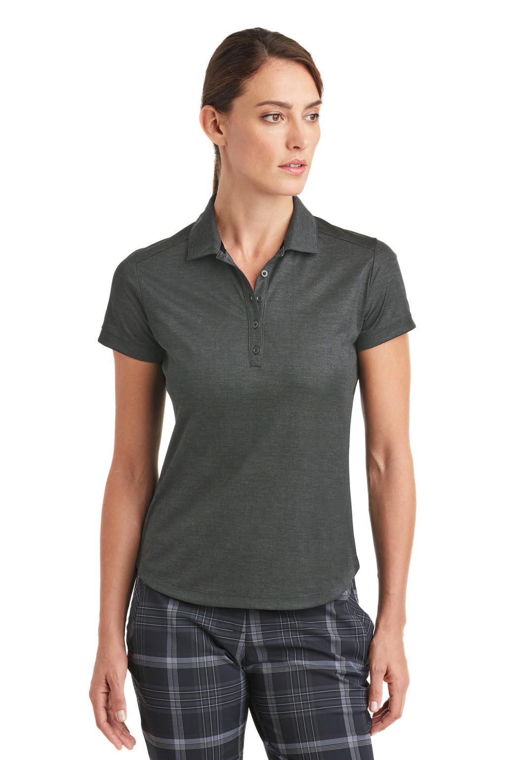 DISCONTINUED Nike Women's Dri-FIT Crosshatch Polo. 838961 - Anthracite/ Black - front