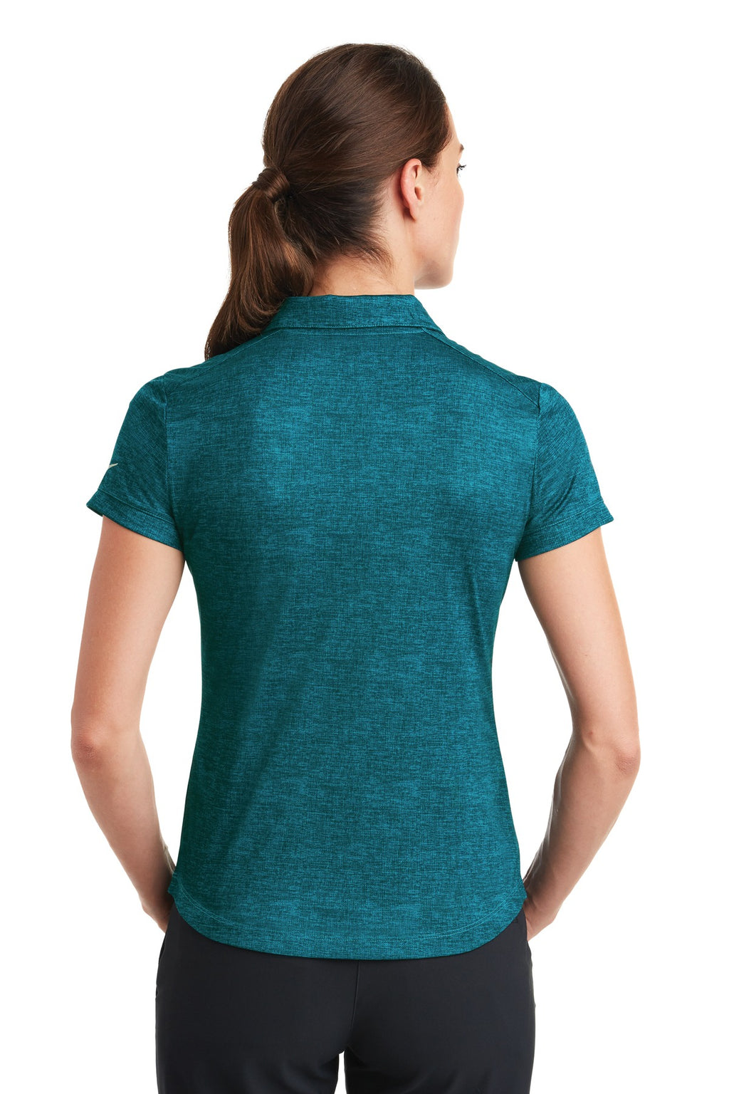 DISCONTINUED Nike Women's Dri-FIT Crosshatch Polo. 838961 - Blustery/ Navy - back