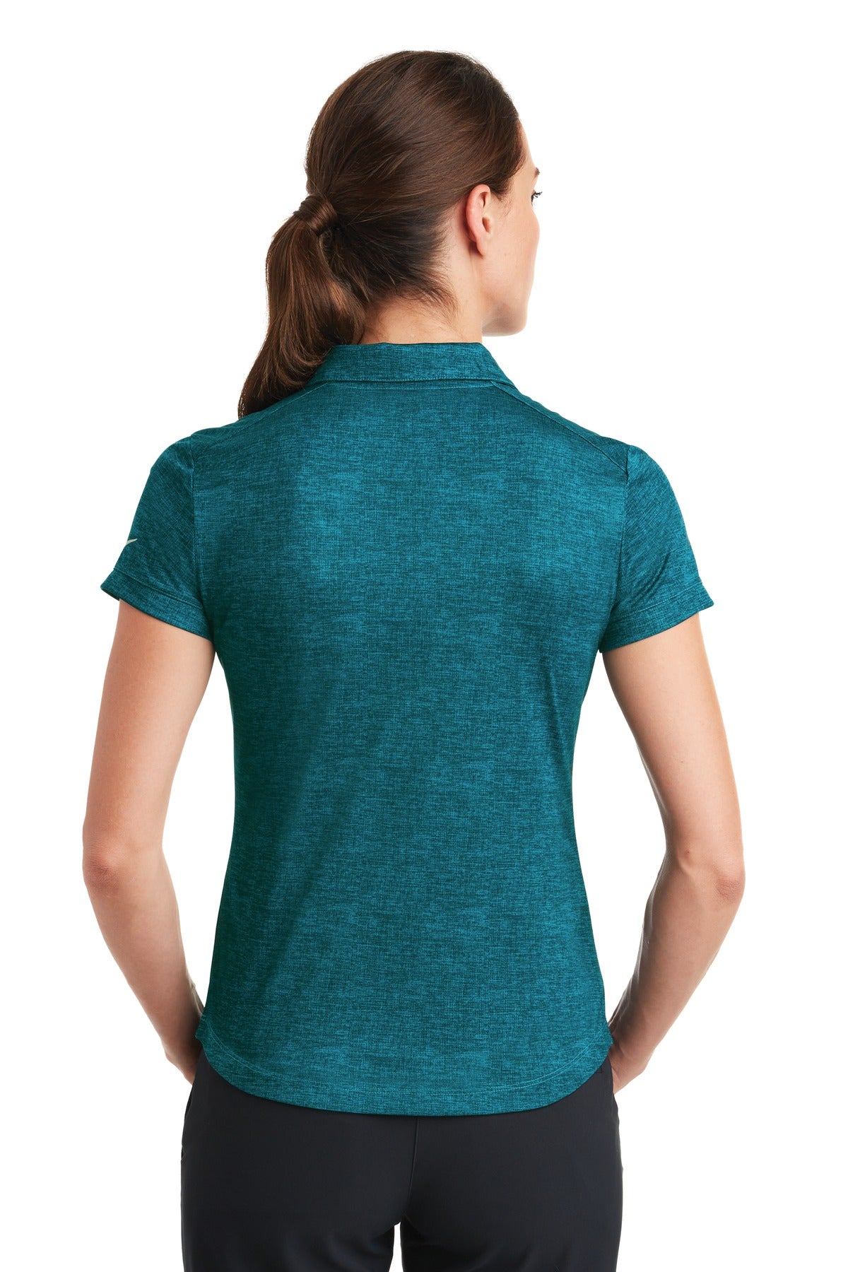 DISCONTINUED Nike Women's Dri-FIT Crosshatch Polo. 838961 - Blustery/ Navy - back