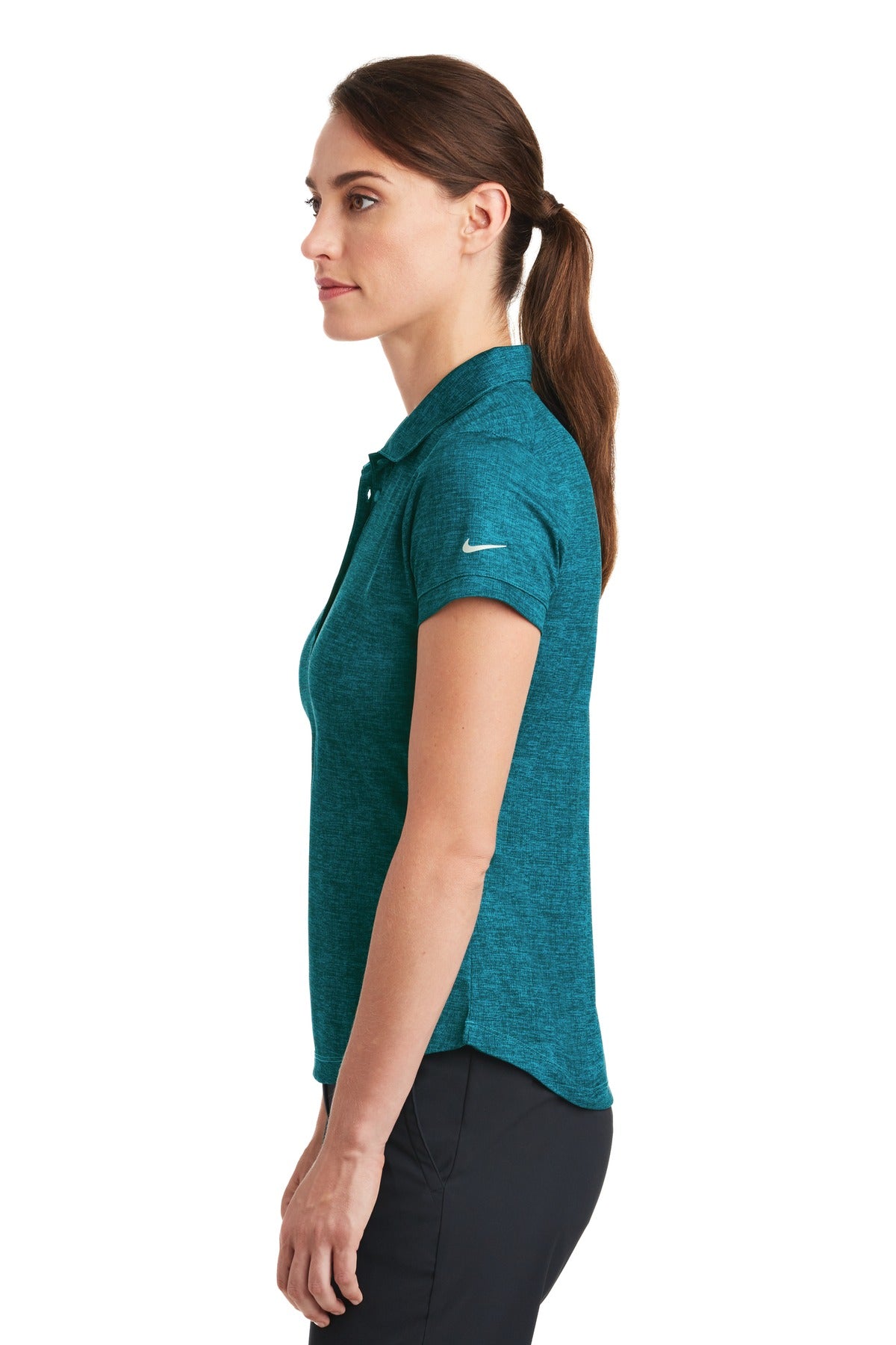 DISCONTINUED Nike Women's Dri-FIT Crosshatch Polo. 838961 - Blustery/ Navy - side
