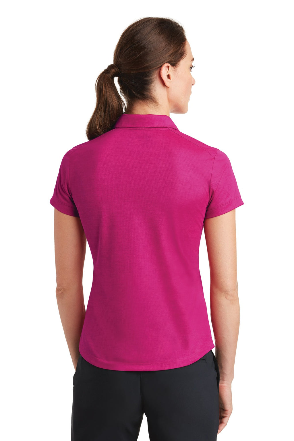 DISCONTINUED Nike Women's Dri-FIT Crosshatch Polo. 838961 - Fireberry/ Sport Fuchsia - back