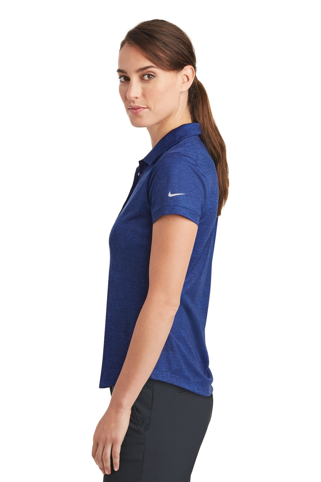 DISCONTINUED Nike Women's Dri-FIT Crosshatch Polo. 838961 - Old Royal/ Marine - side