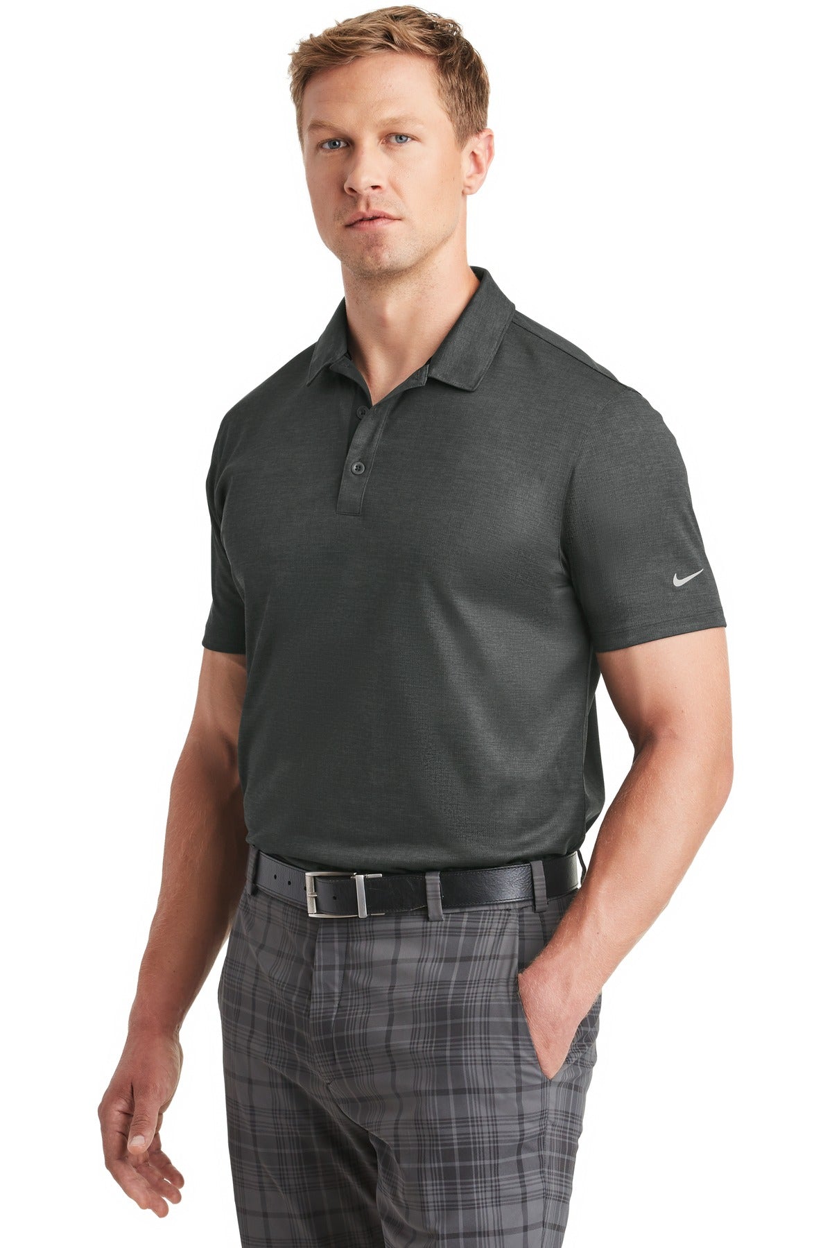 DISCONTINUED Nike Dri-FIT Crosshatch Polo. 838965 - Anthracite/ Black - three_q
