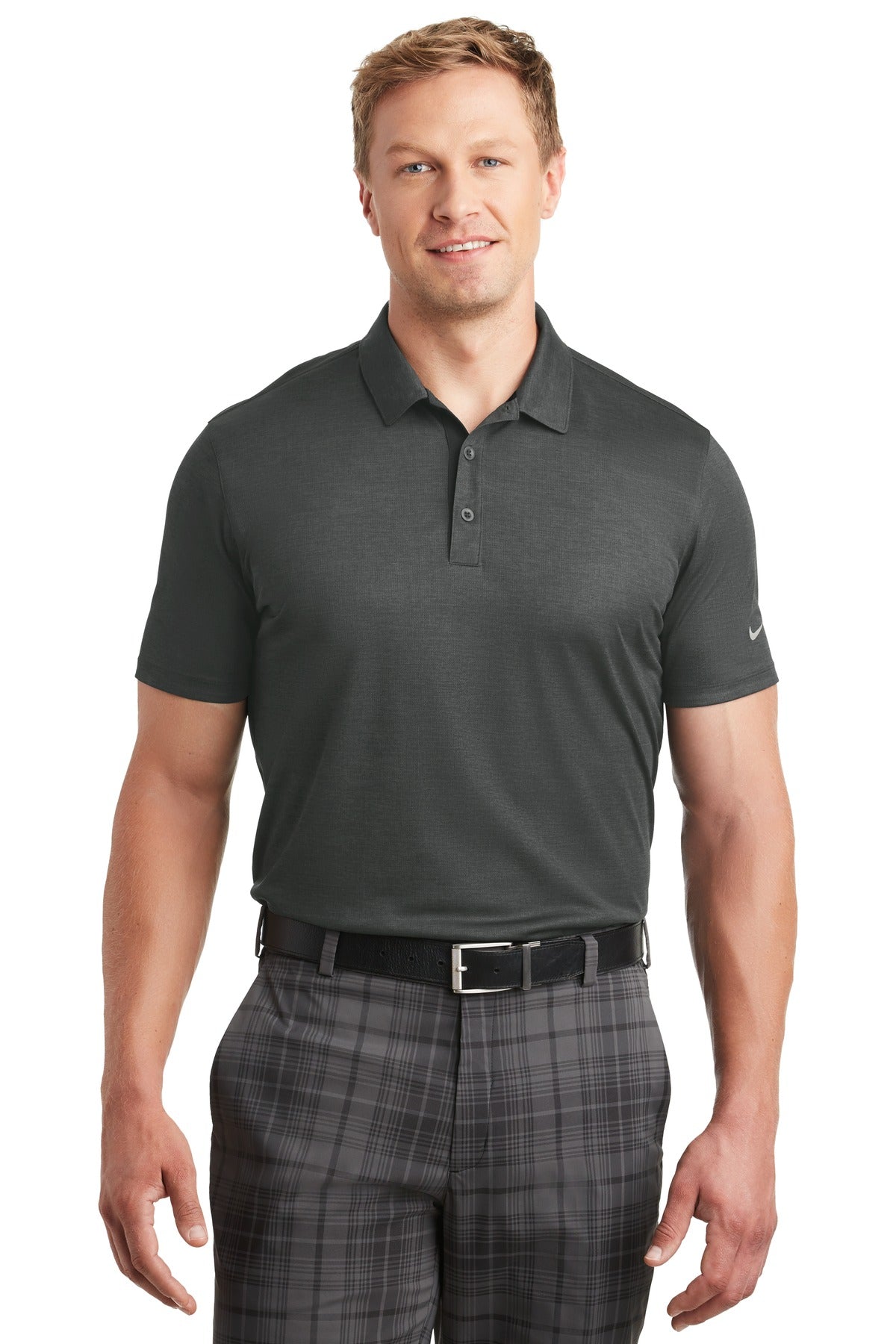 DISCONTINUED Nike Dri-FIT Crosshatch Polo. 838965 - Anthracite/ Black - front
