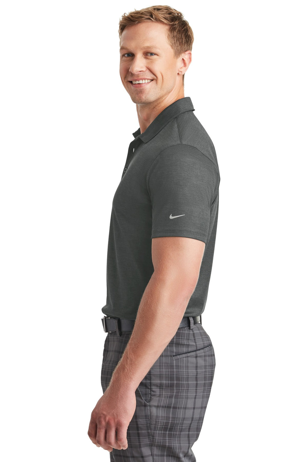 DISCONTINUED Nike Dri-FIT Crosshatch Polo. 838965 - Anthracite/ Black - side