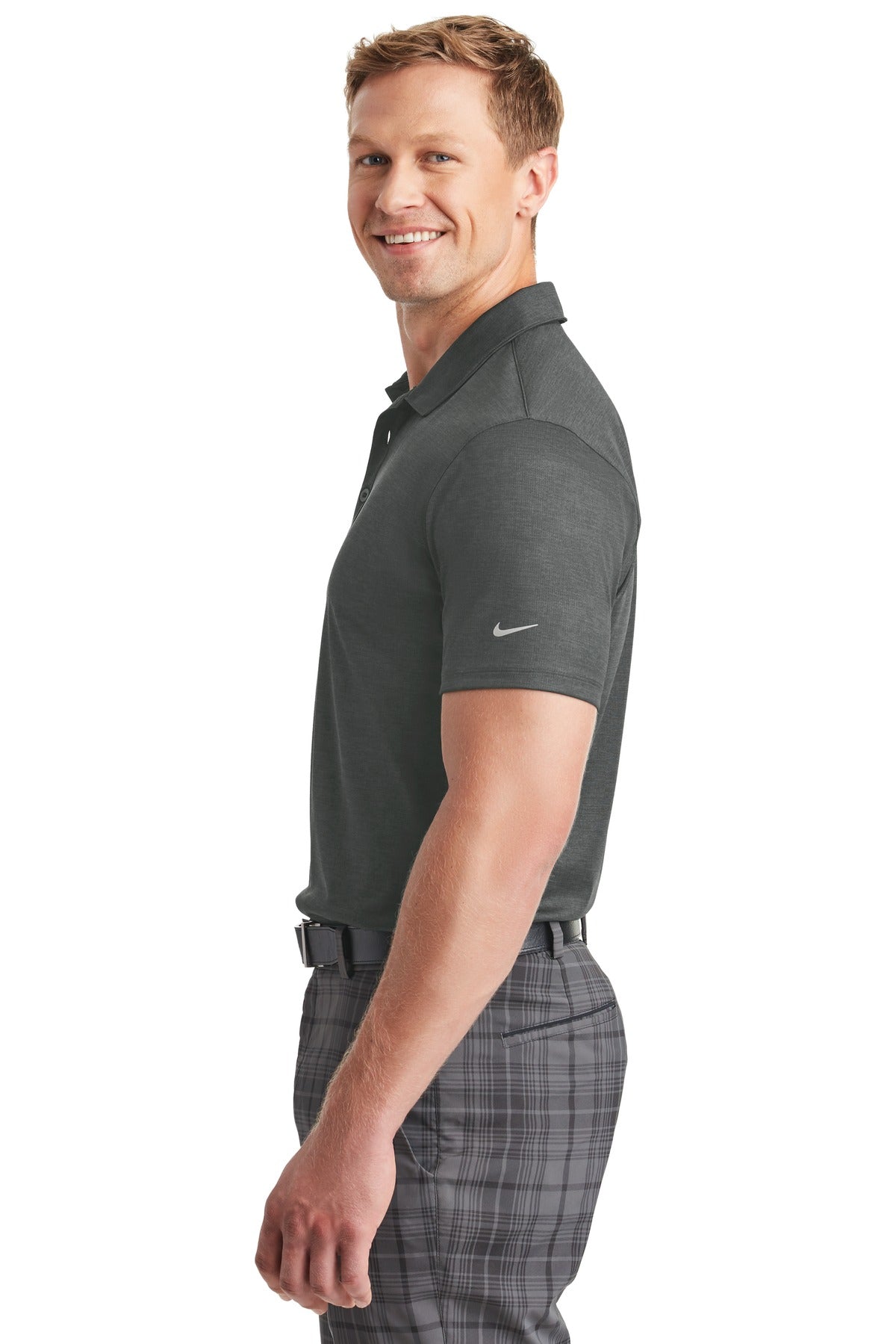 DISCONTINUED Nike Dri-FIT Crosshatch Polo. 838965 - Anthracite/ Black - side