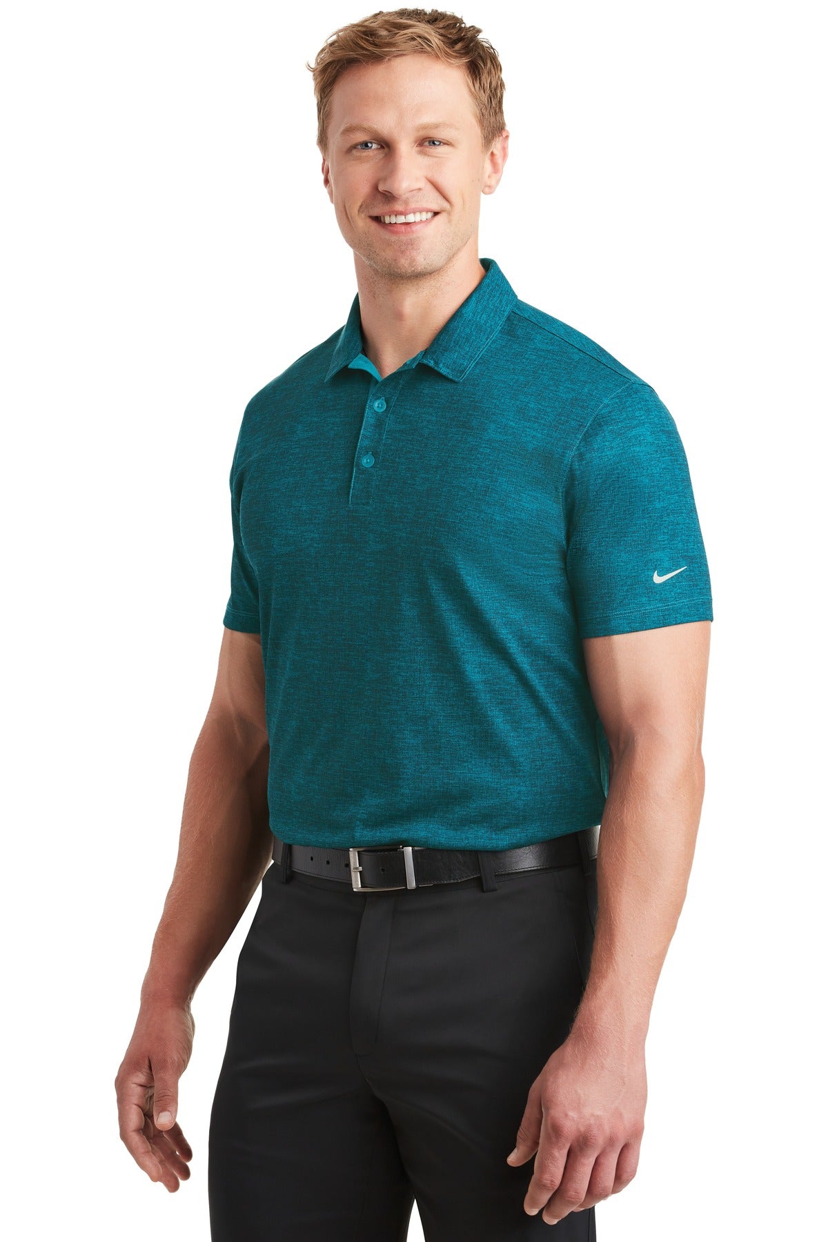 DISCONTINUED Nike Dri-FIT Crosshatch Polo. 838965 - Blustery/ Navy - three_q