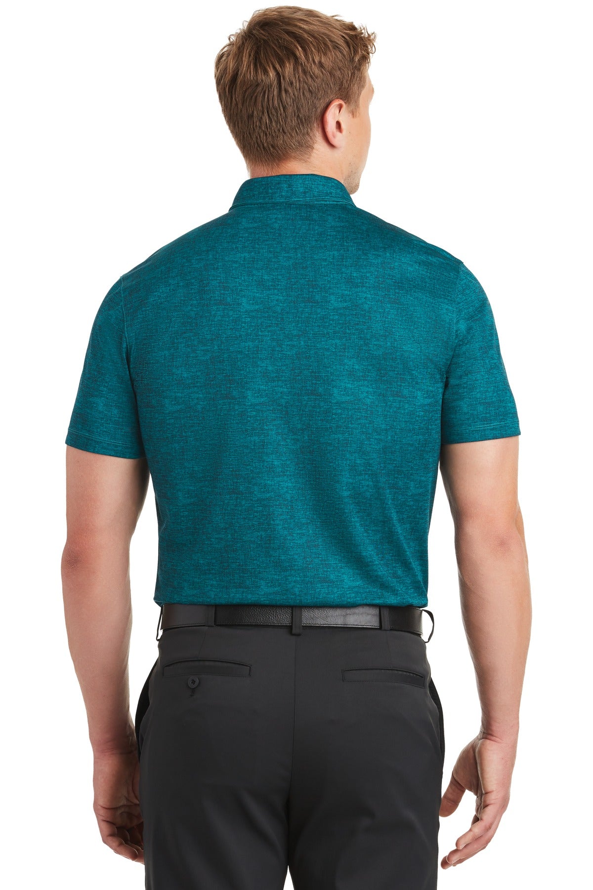 DISCONTINUED Nike Dri-FIT Crosshatch Polo. 838965 - Blustery/ Navy - back