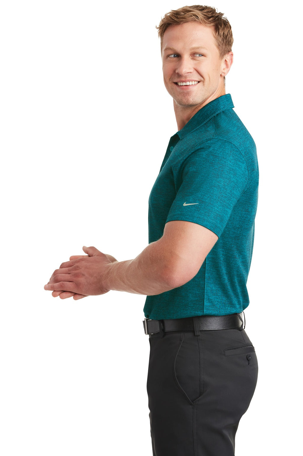 DISCONTINUED Nike Dri-FIT Crosshatch Polo. 838965 - Blustery/ Navy - side