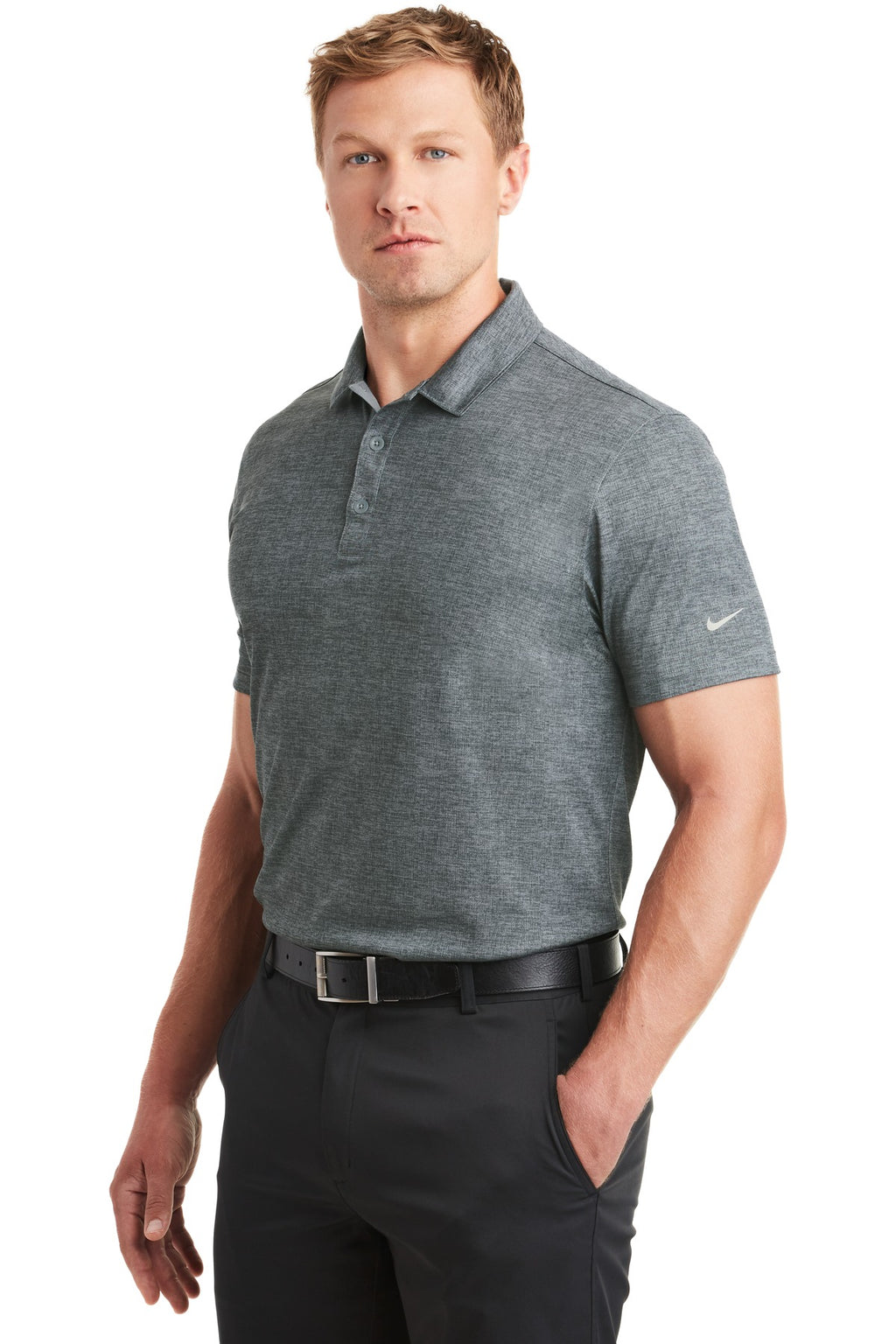 DISCONTINUED Nike Dri-FIT Crosshatch Polo. 838965 - Cool Grey/ Anthracite - three_q