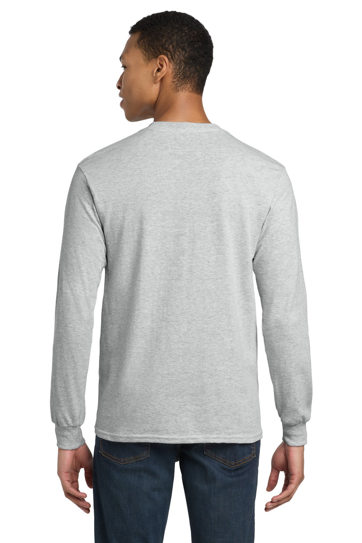Gildan - DryBlend 50 Cotton/50 Poly Long Sleeve T-Shirt. 8400 - Ash Grey - back