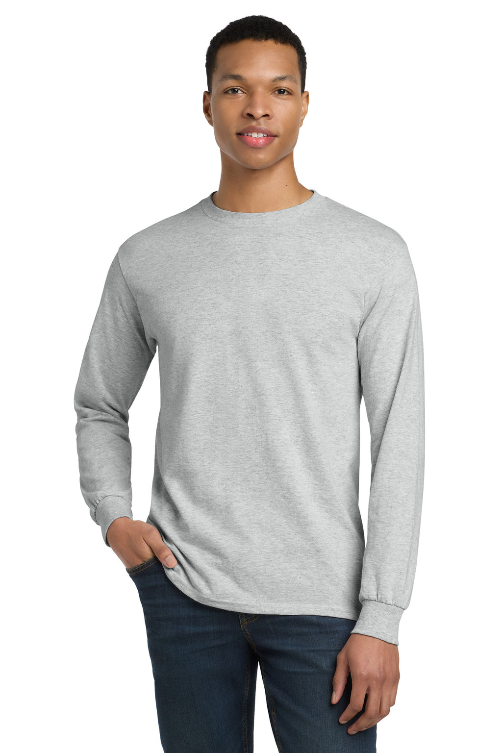 Gildan - DryBlend 50 Cotton/50 Poly Long Sleeve T-Shirt. 8400 - Ash Grey - front