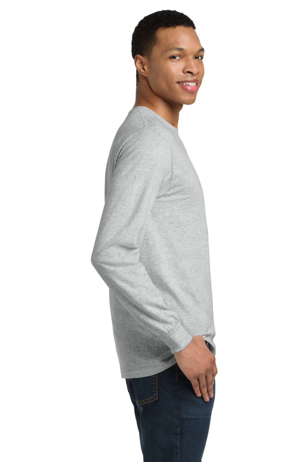 Gildan - DryBlend 50 Cotton/50 Poly Long Sleeve T-Shirt. 8400 - Ash Grey - side