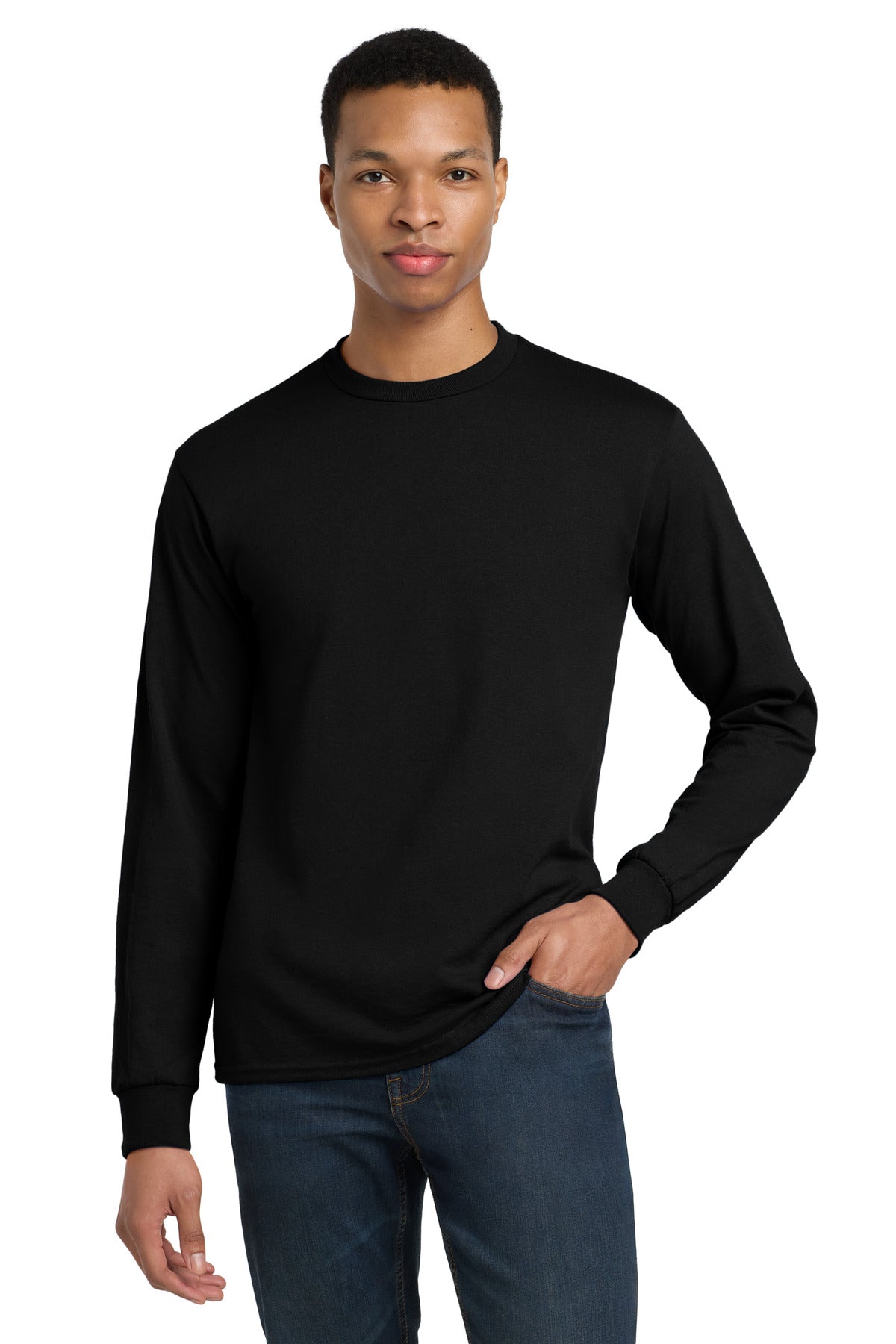 Gildan - DryBlend 50 Cotton/50 Poly Long Sleeve T-Shirt. 8400 - Black - front