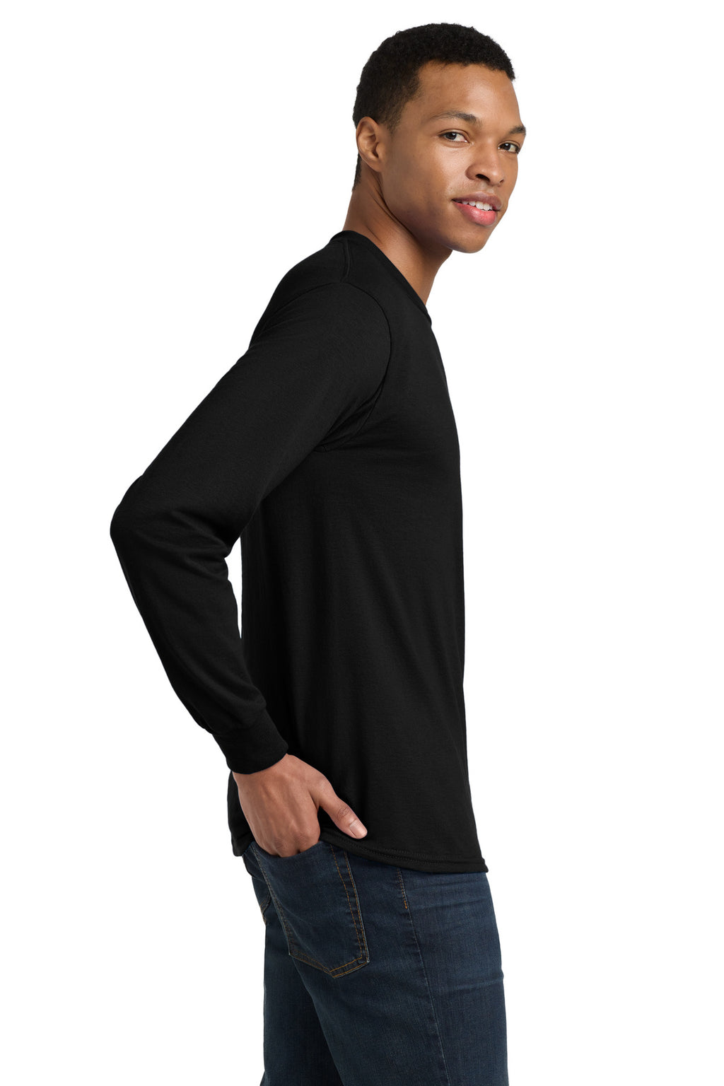 Gildan - DryBlend 50 Cotton/50 Poly Long Sleeve T-Shirt. 8400 - Black - side