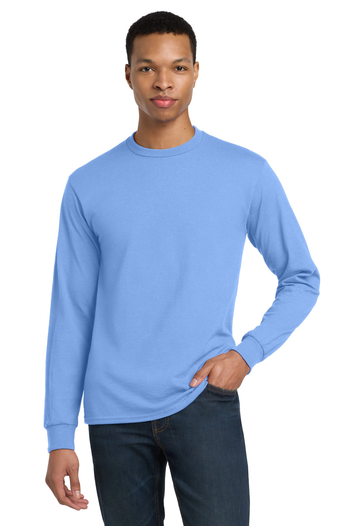 Gildan - DryBlend 50 Cotton/50 Poly Long Sleeve T-Shirt. 8400 - Carolina Blue - front
